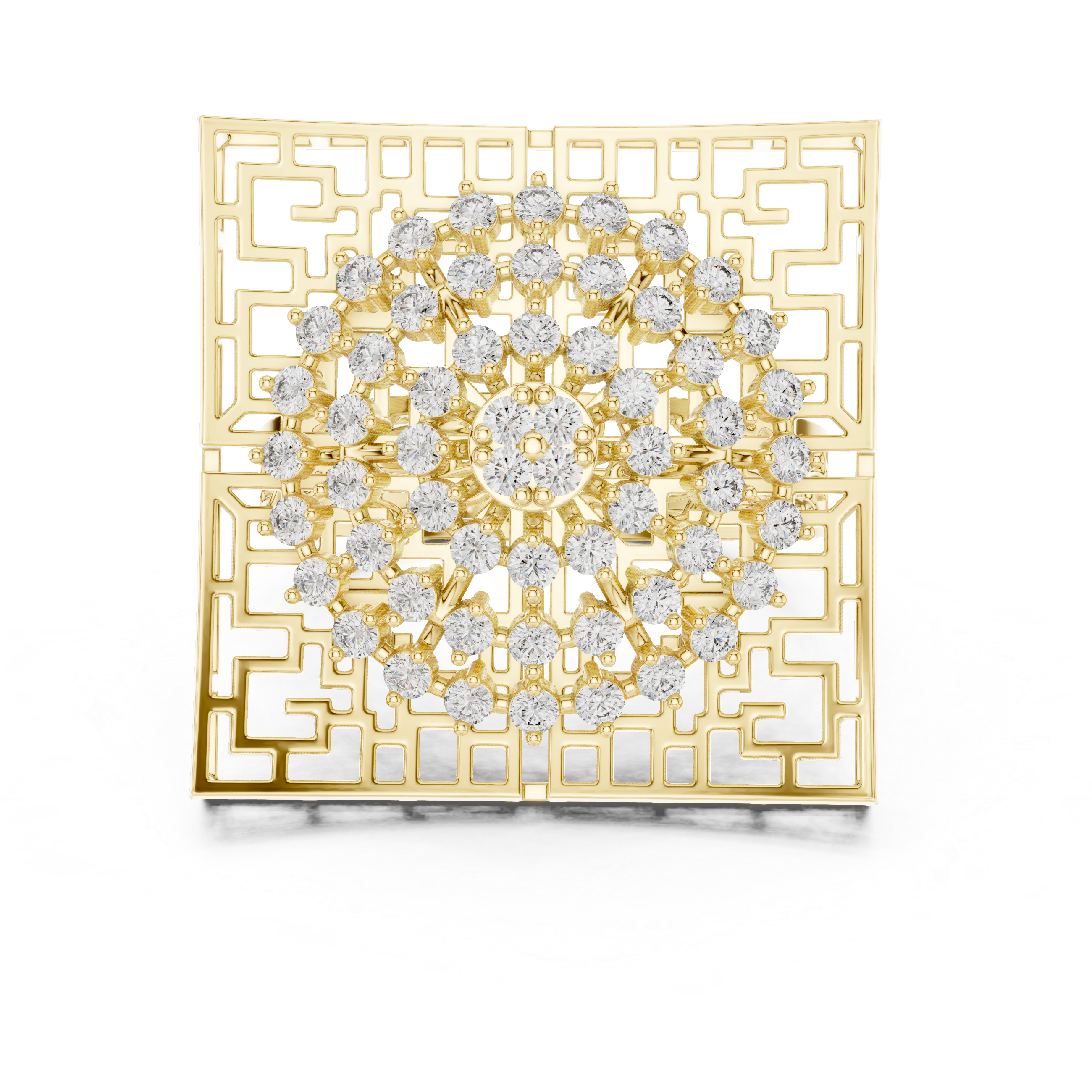 Geometric Statement Ring with Concentric Diamond Circles