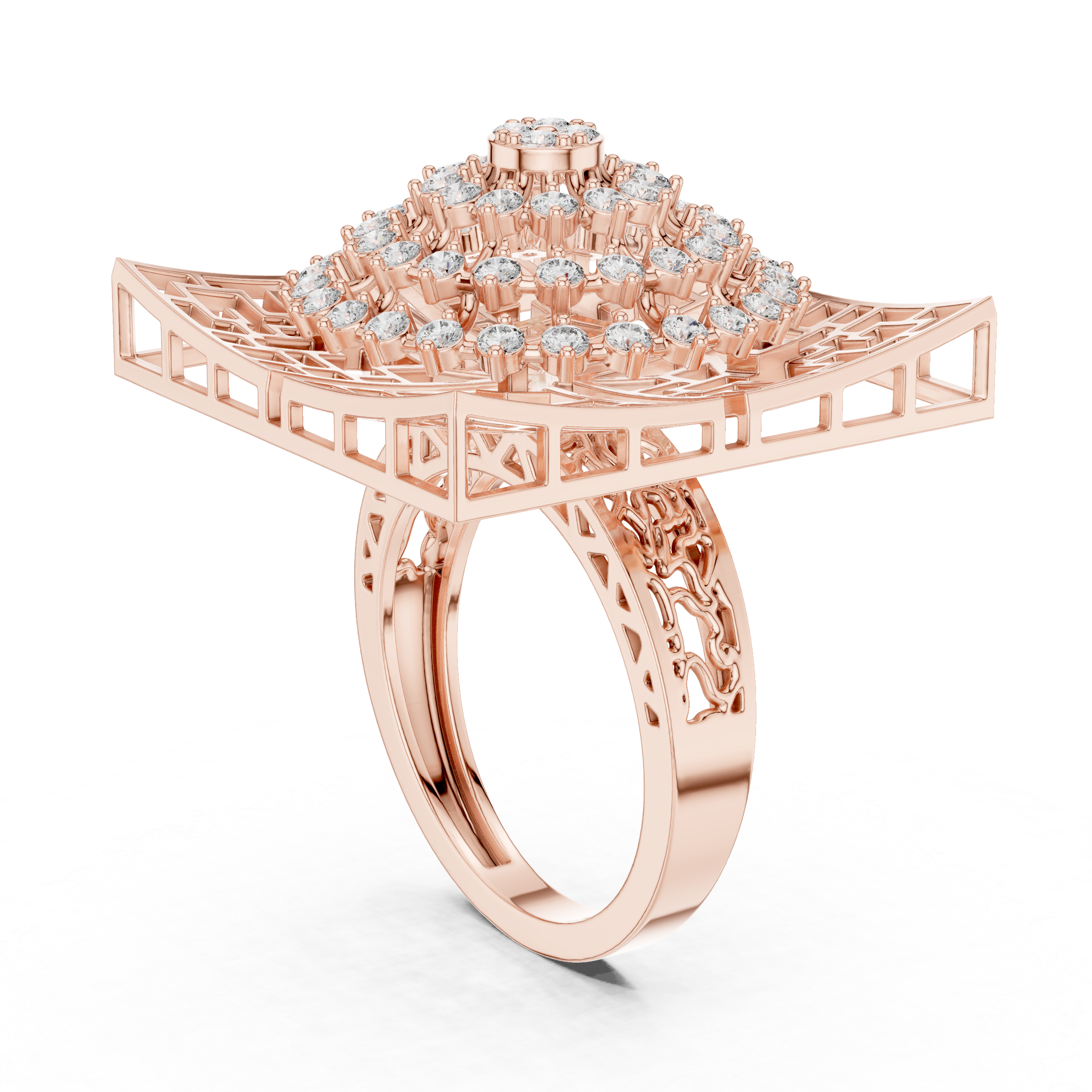 Geometric Statement Ring with Concentric Diamond Circles