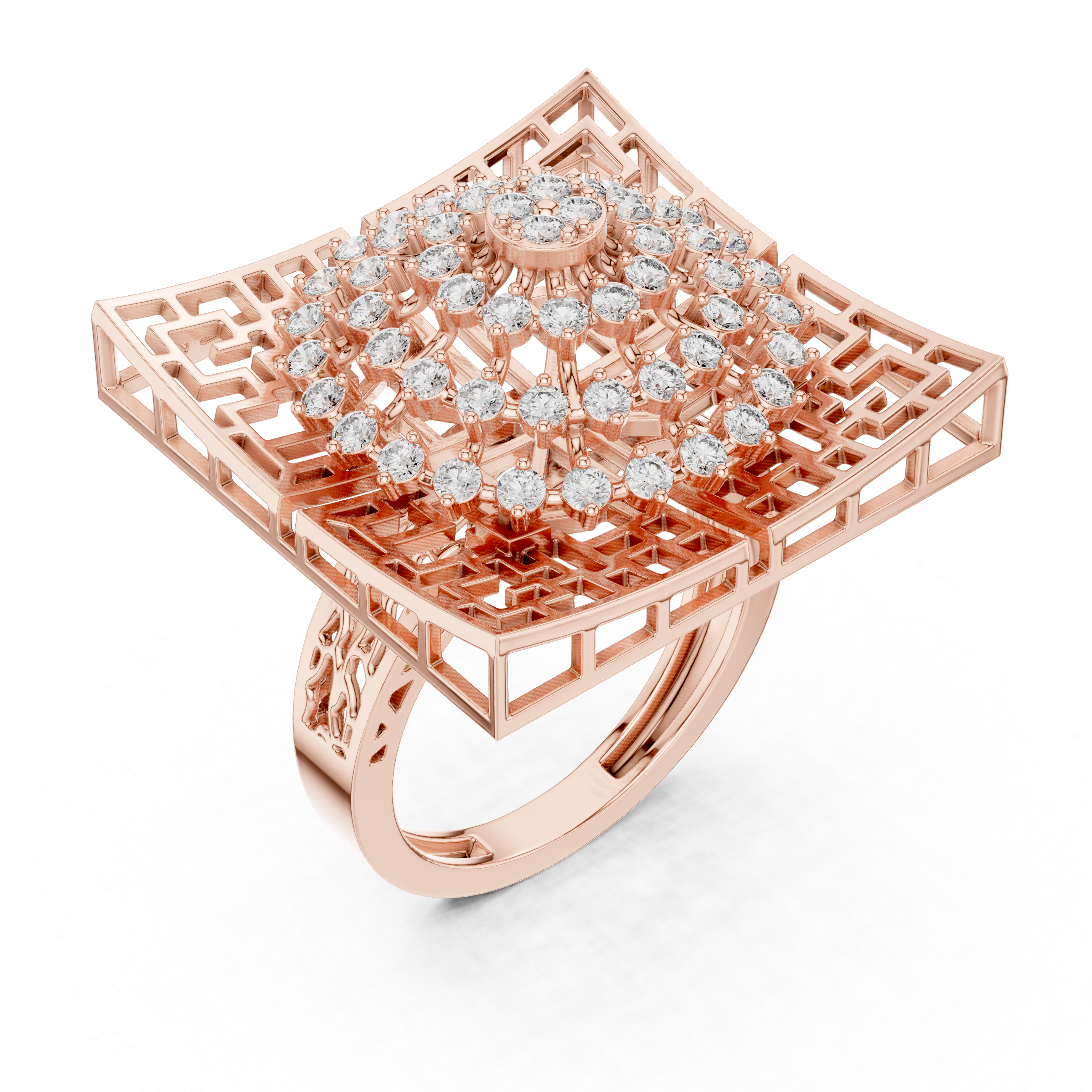 Geometric Statement Ring with Concentric Diamond Circles