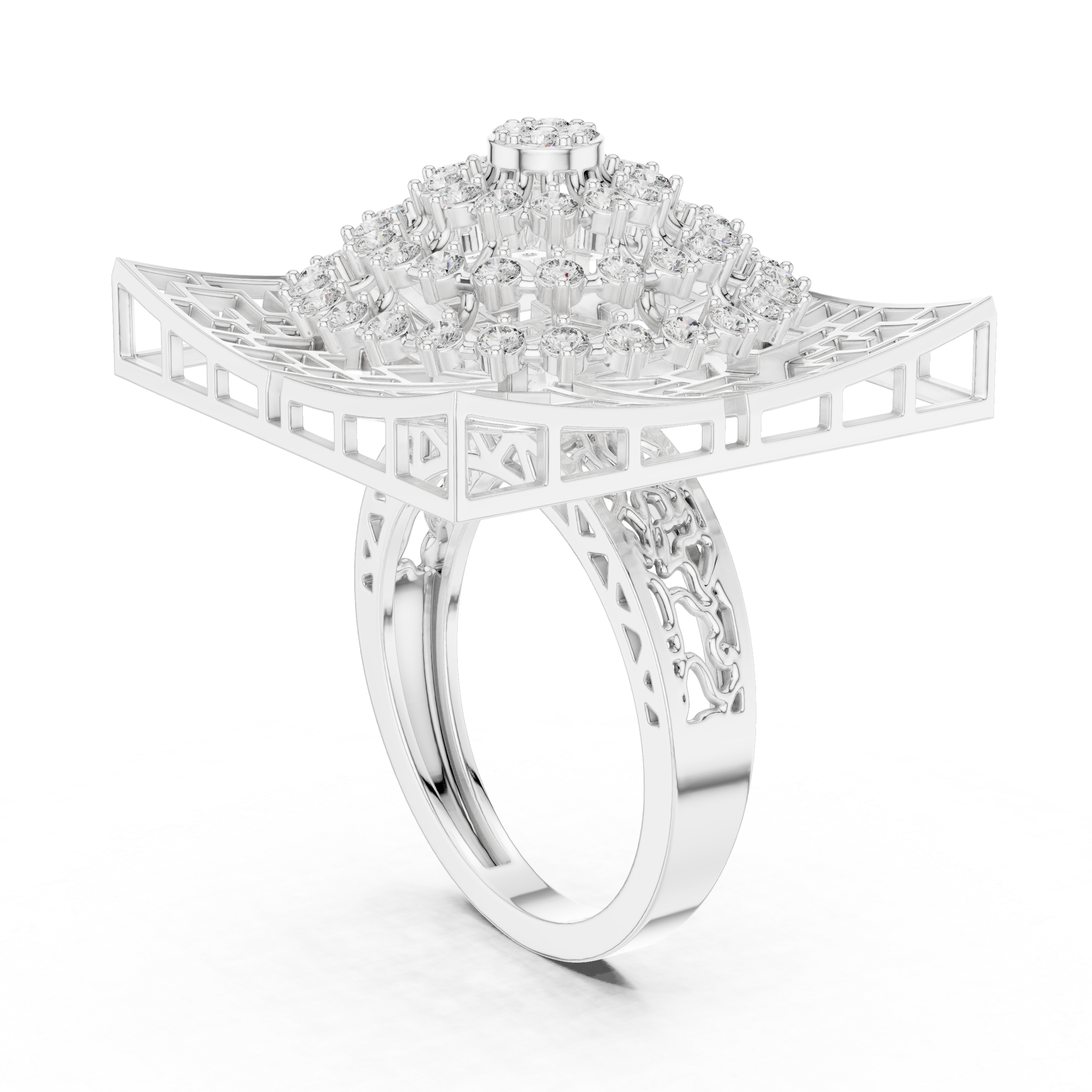 Geometric Statement Ring with Concentric Diamond Circles