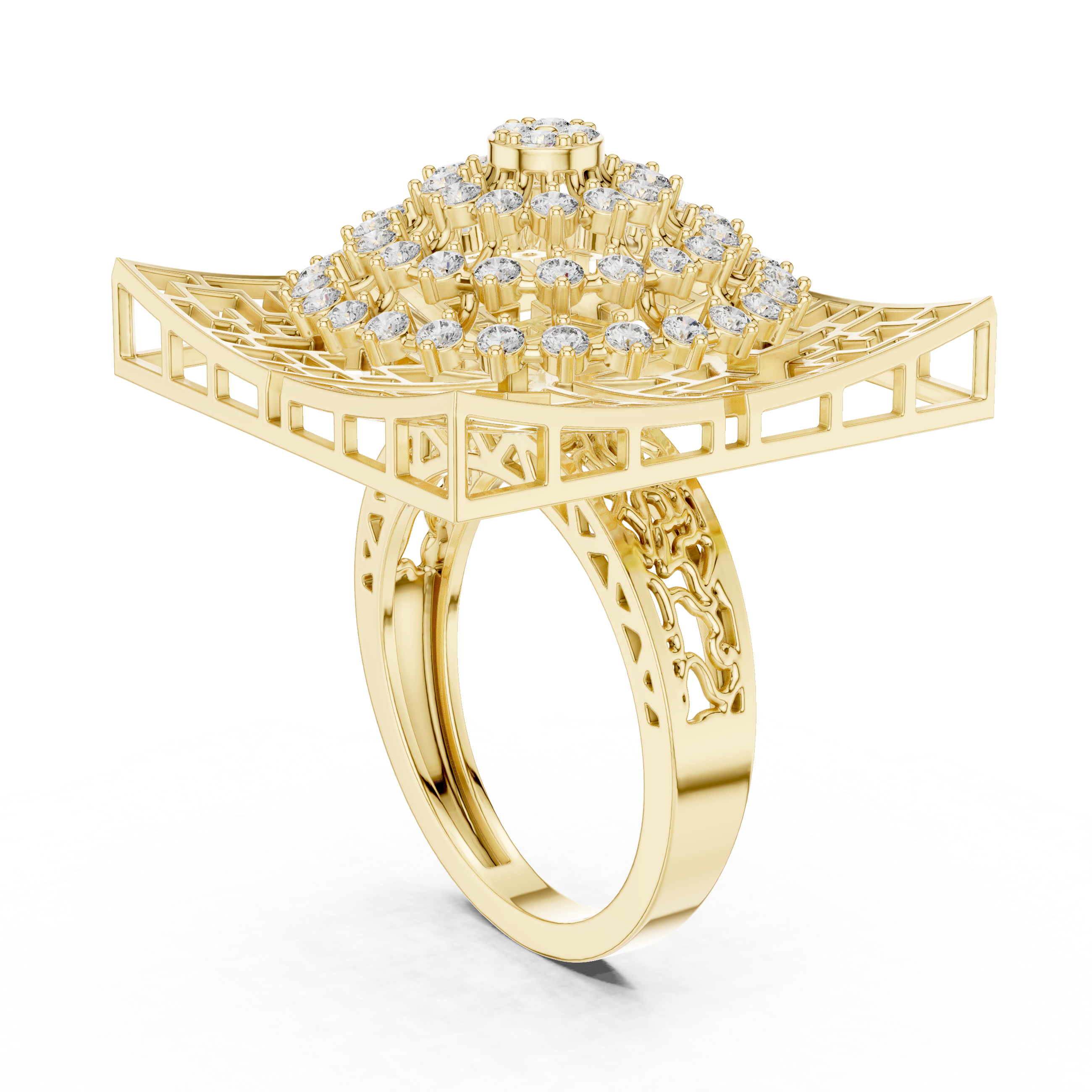 Geometric Statement Ring with Concentric Diamond Circles