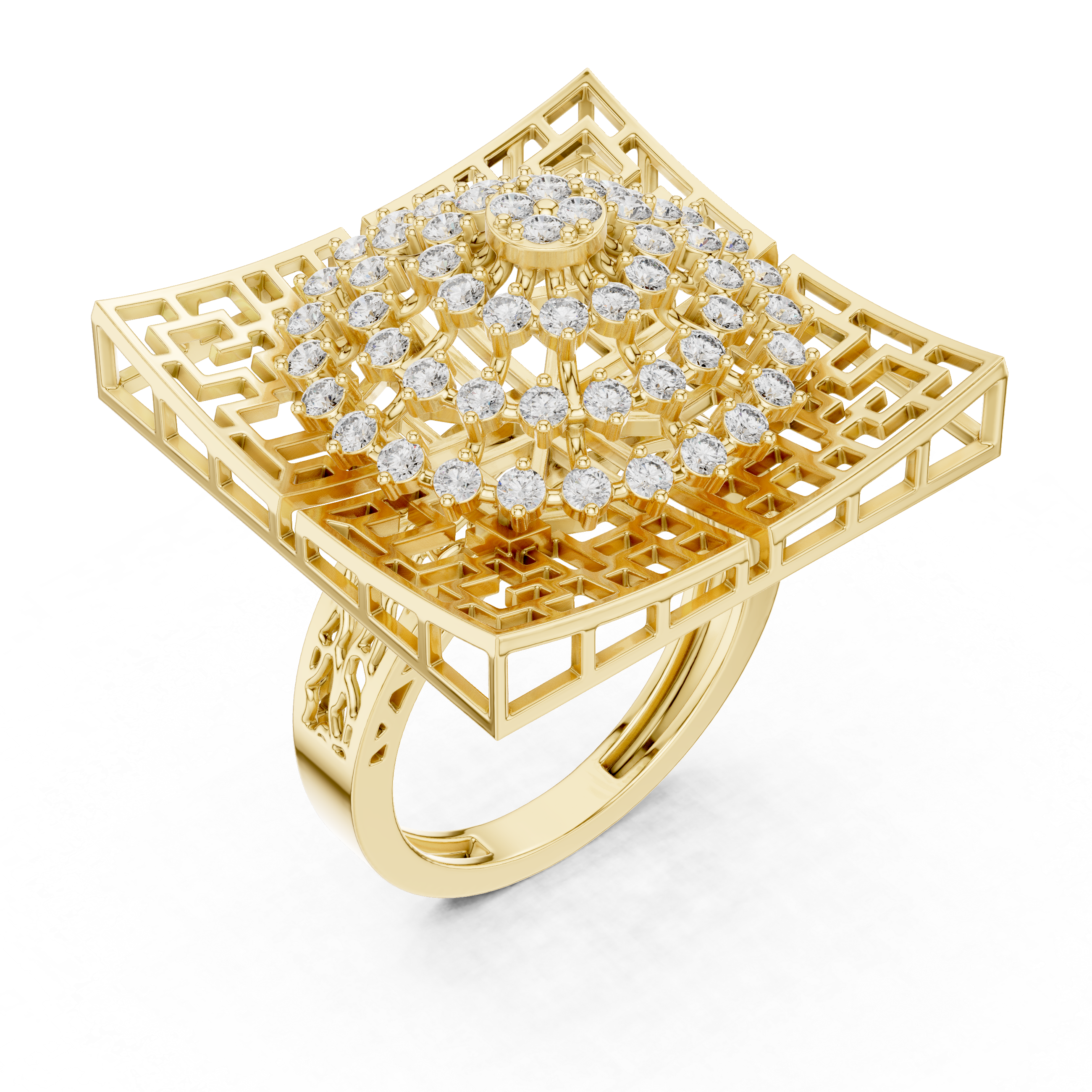 Geometric Statement Ring with Concentric Diamond Circles