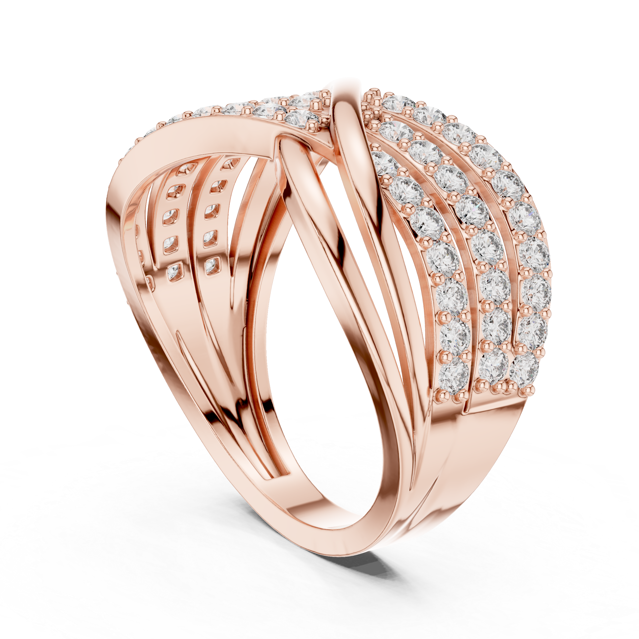 Crisscross Diamond Band Ring