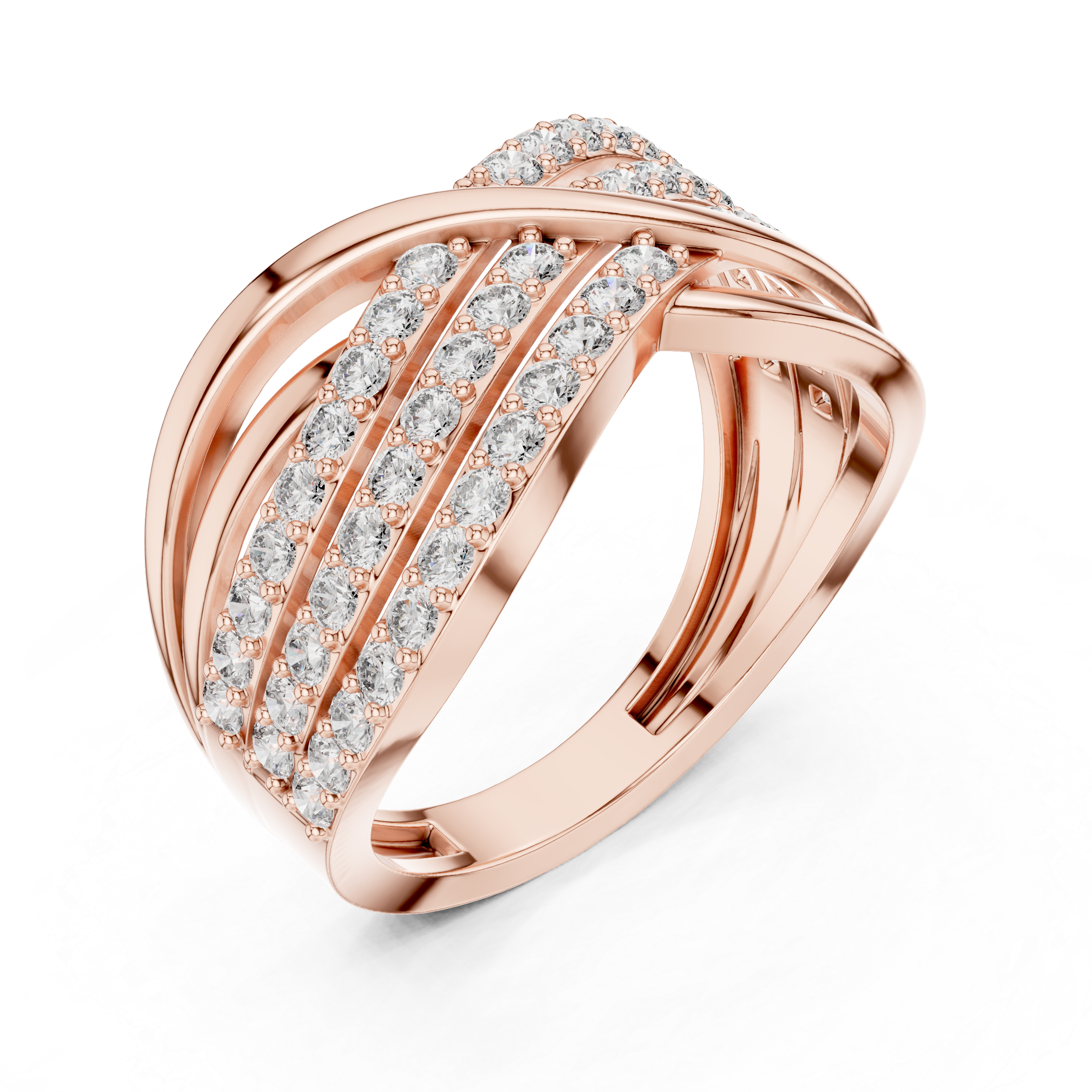 Crisscross Diamond Band Ring