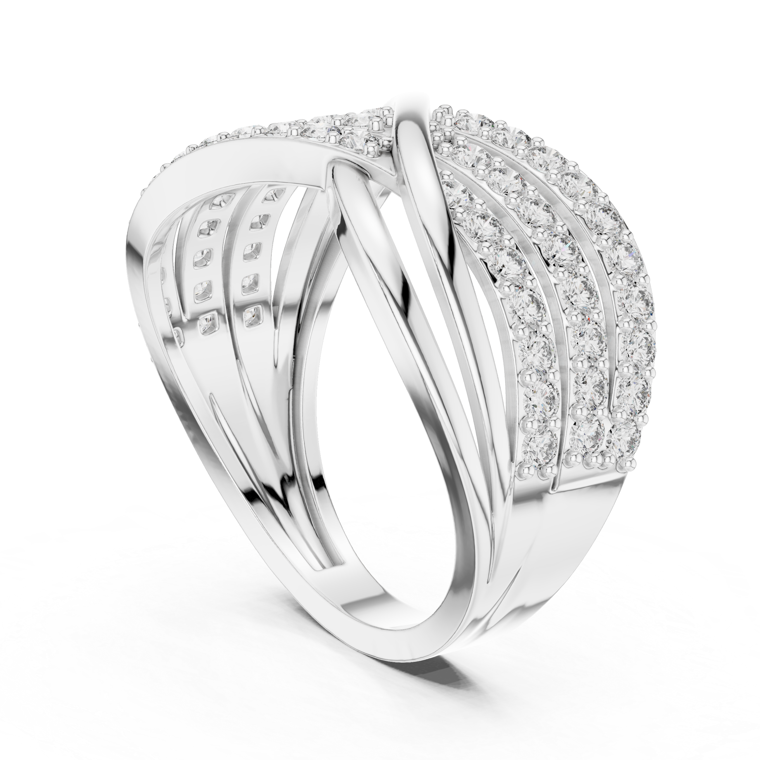 Crisscross Diamond Band Ring