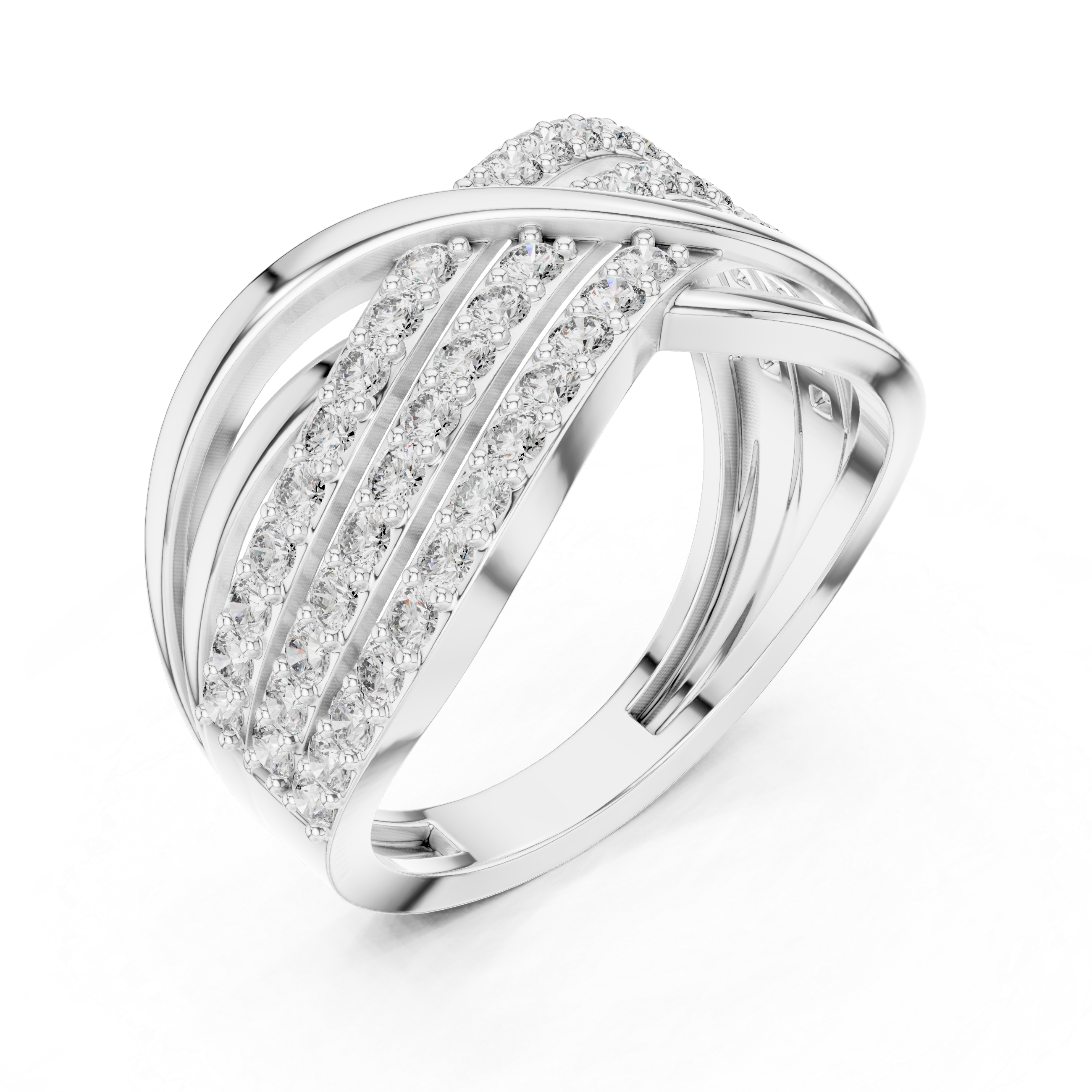 Crisscross Diamond Band Ring