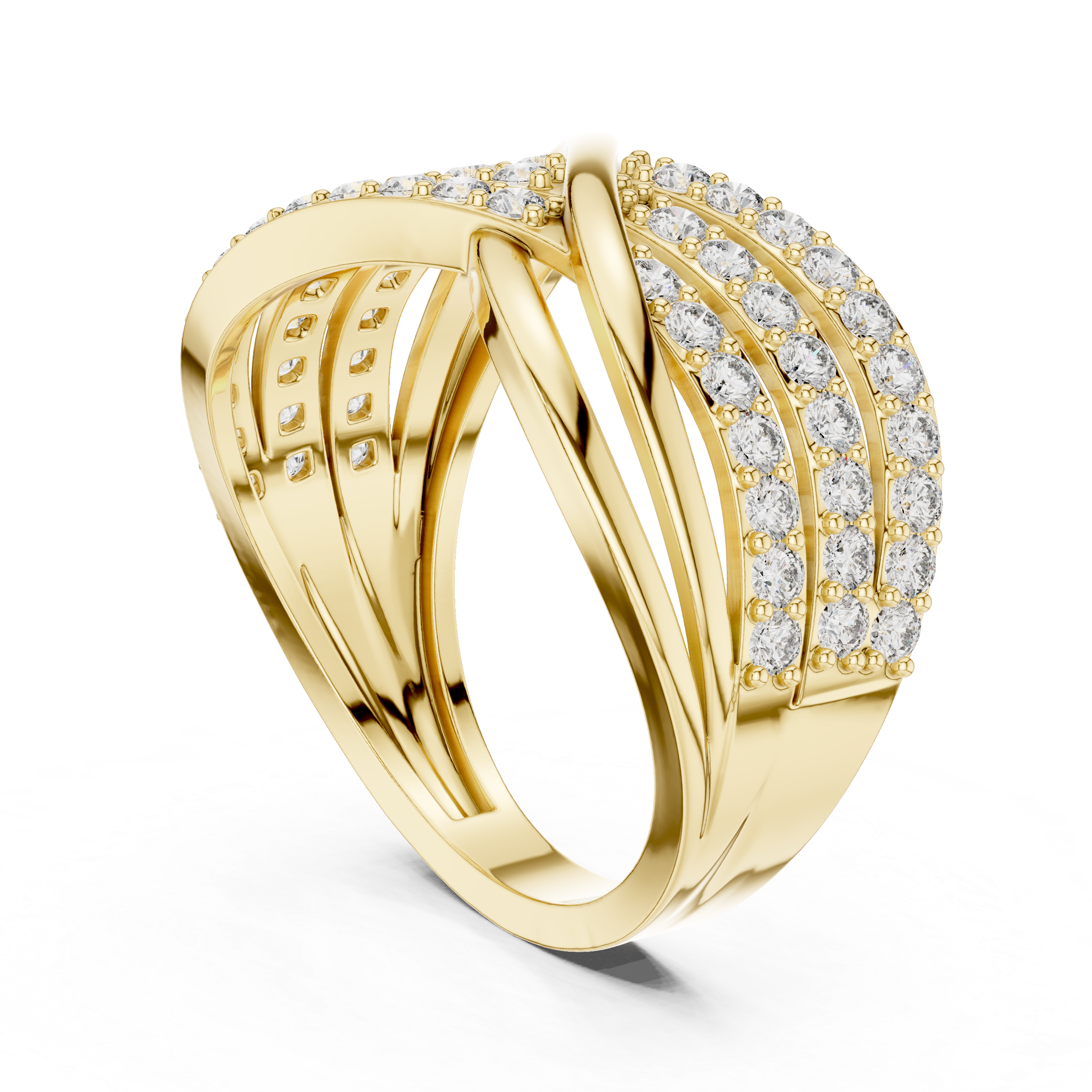 Crisscross Diamond Band Ring