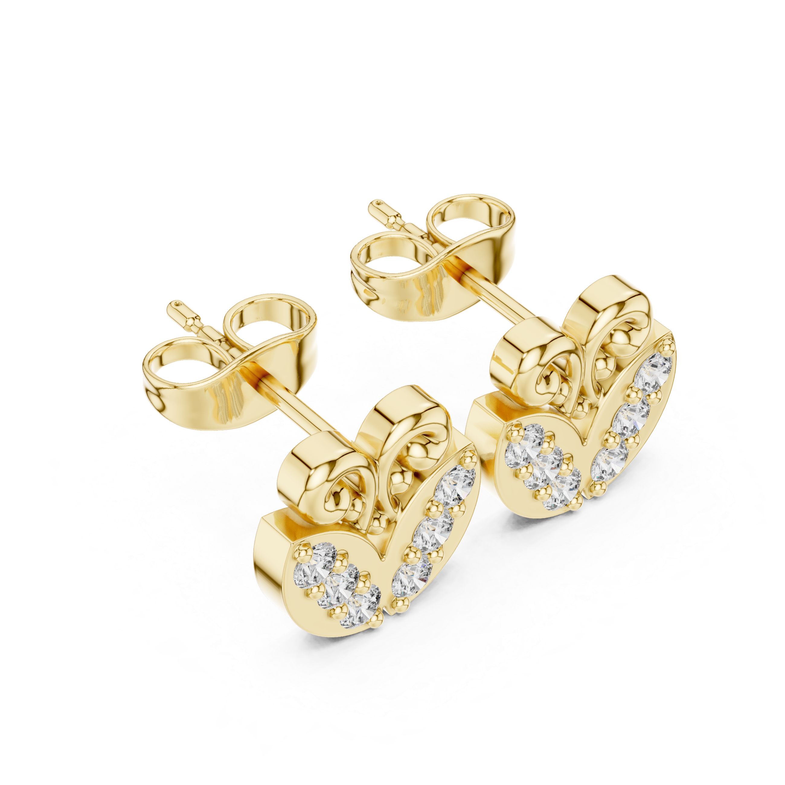 Ornate Stud Earrings with Sparkling Gemstones
