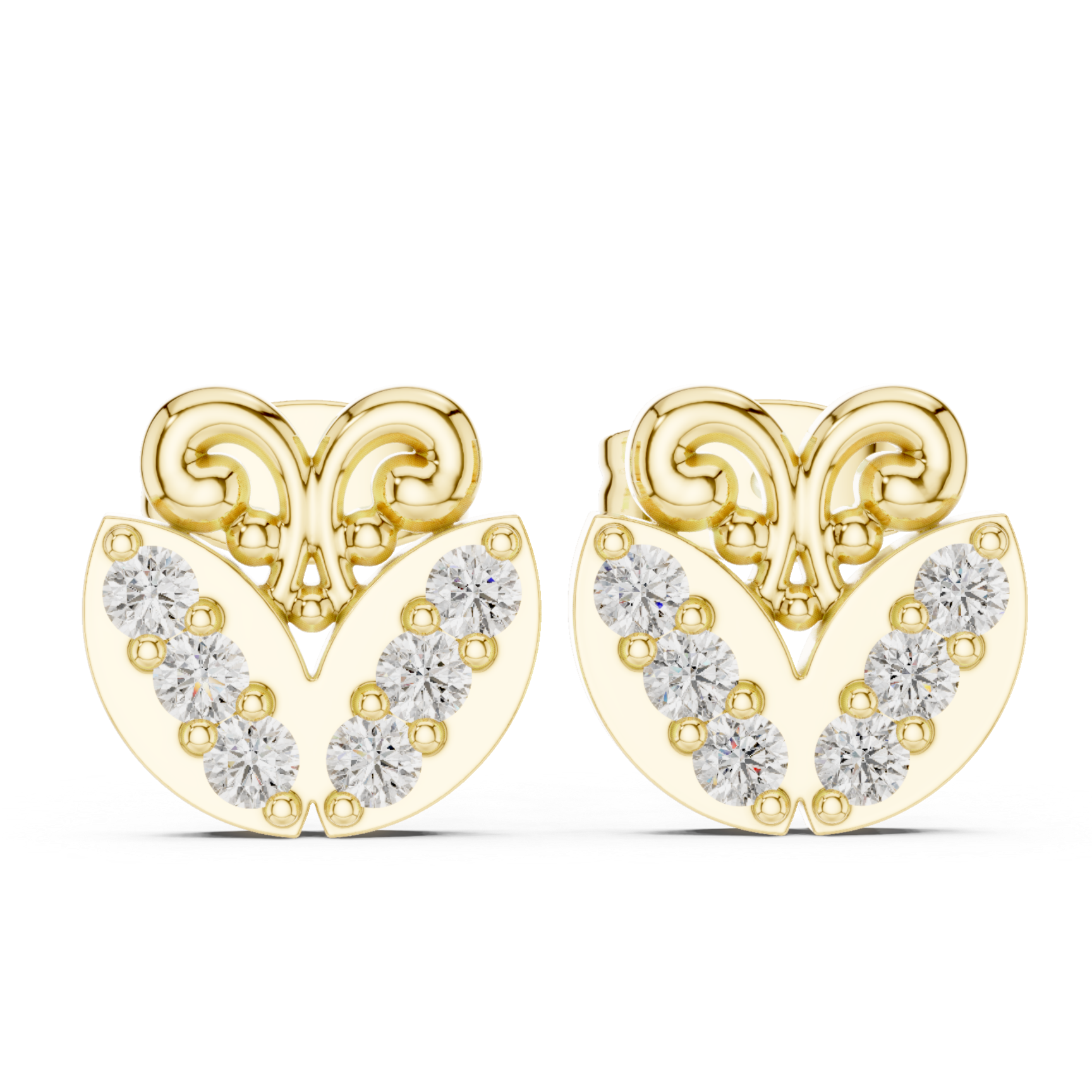 Ornate Stud Earrings with Sparkling Gemstones