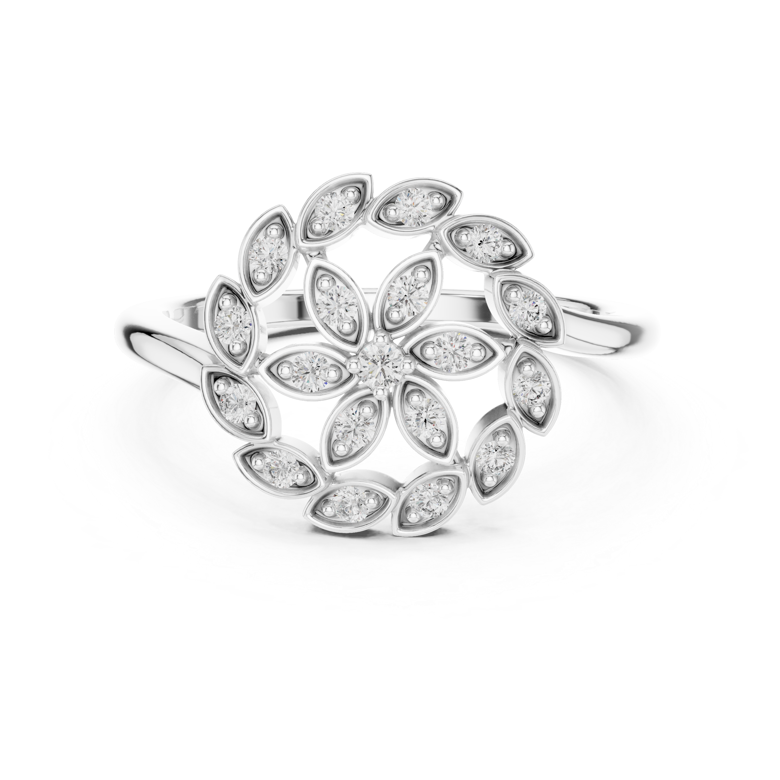 Floral Diamond Cluster Ring