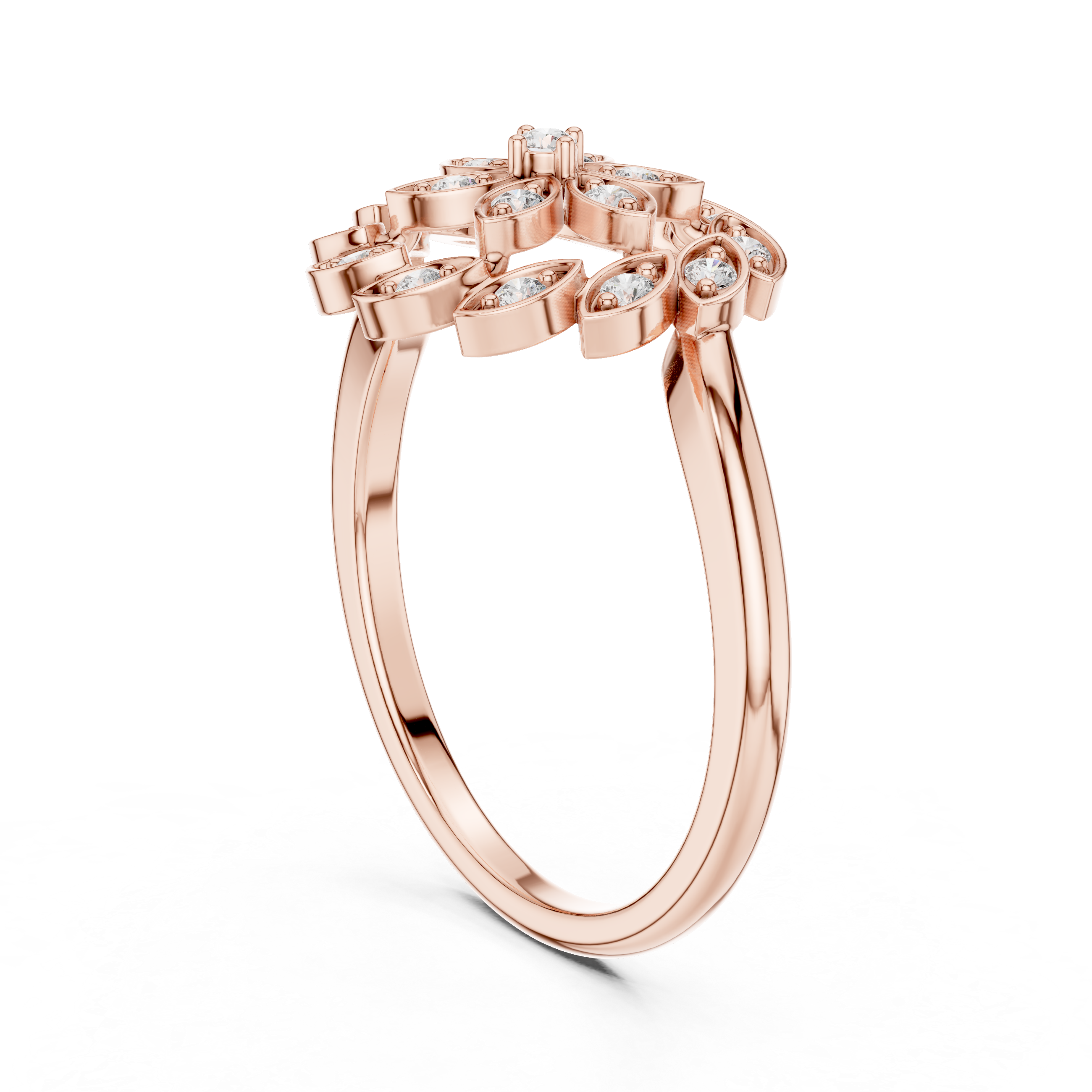 Floral Diamond Cluster Ring