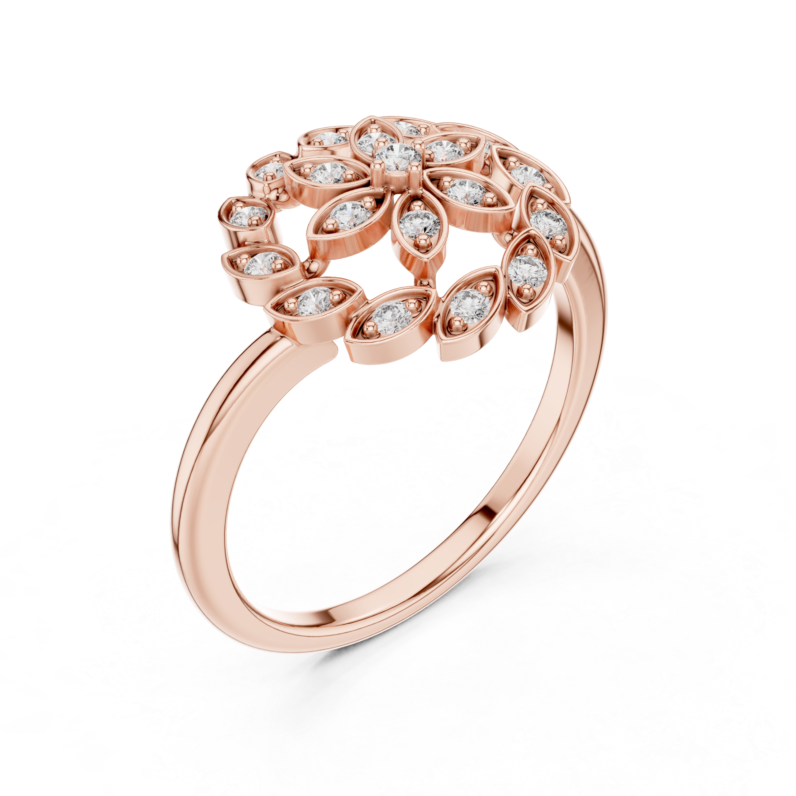 Floral Diamond Cluster Ring