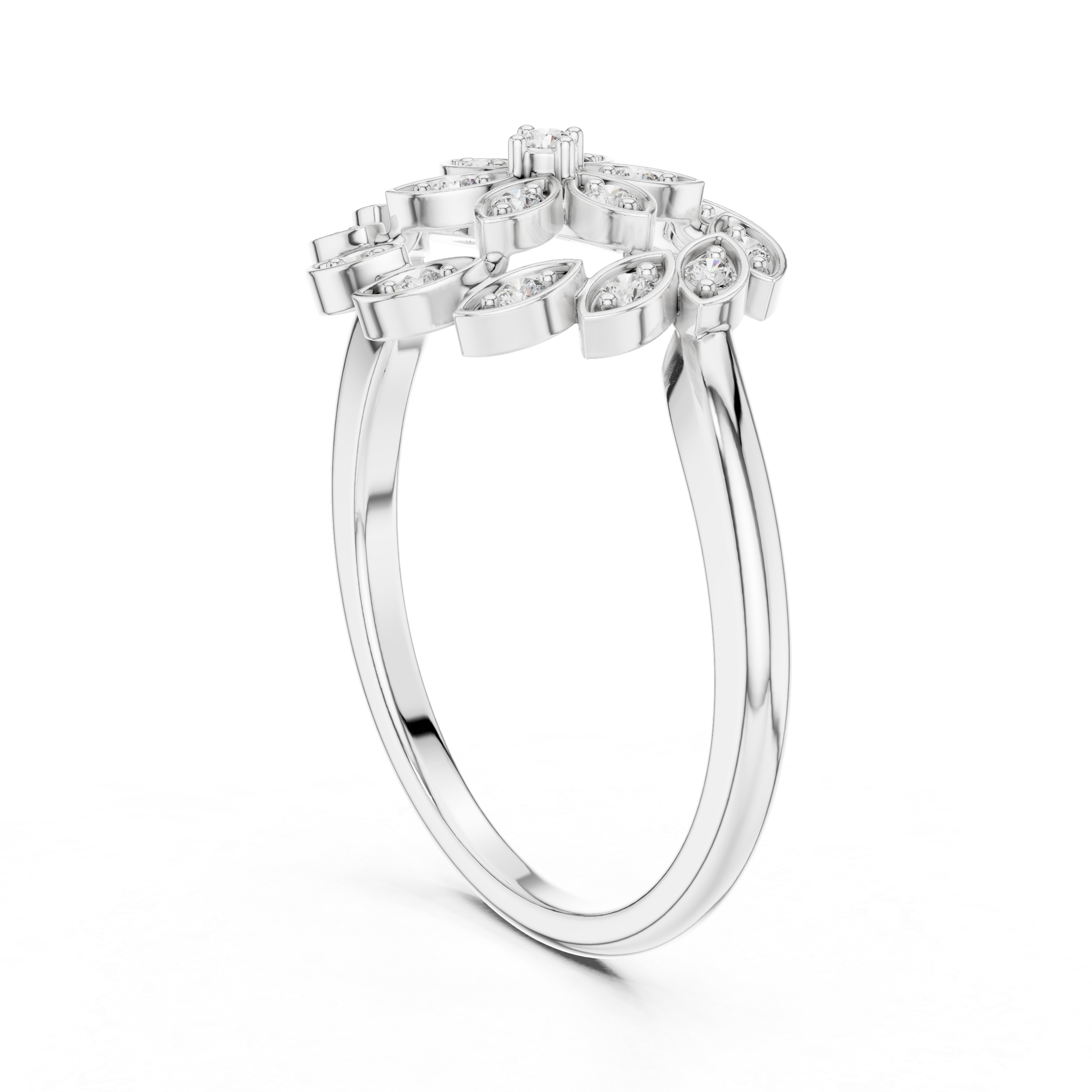 Floral Diamond Cluster Ring