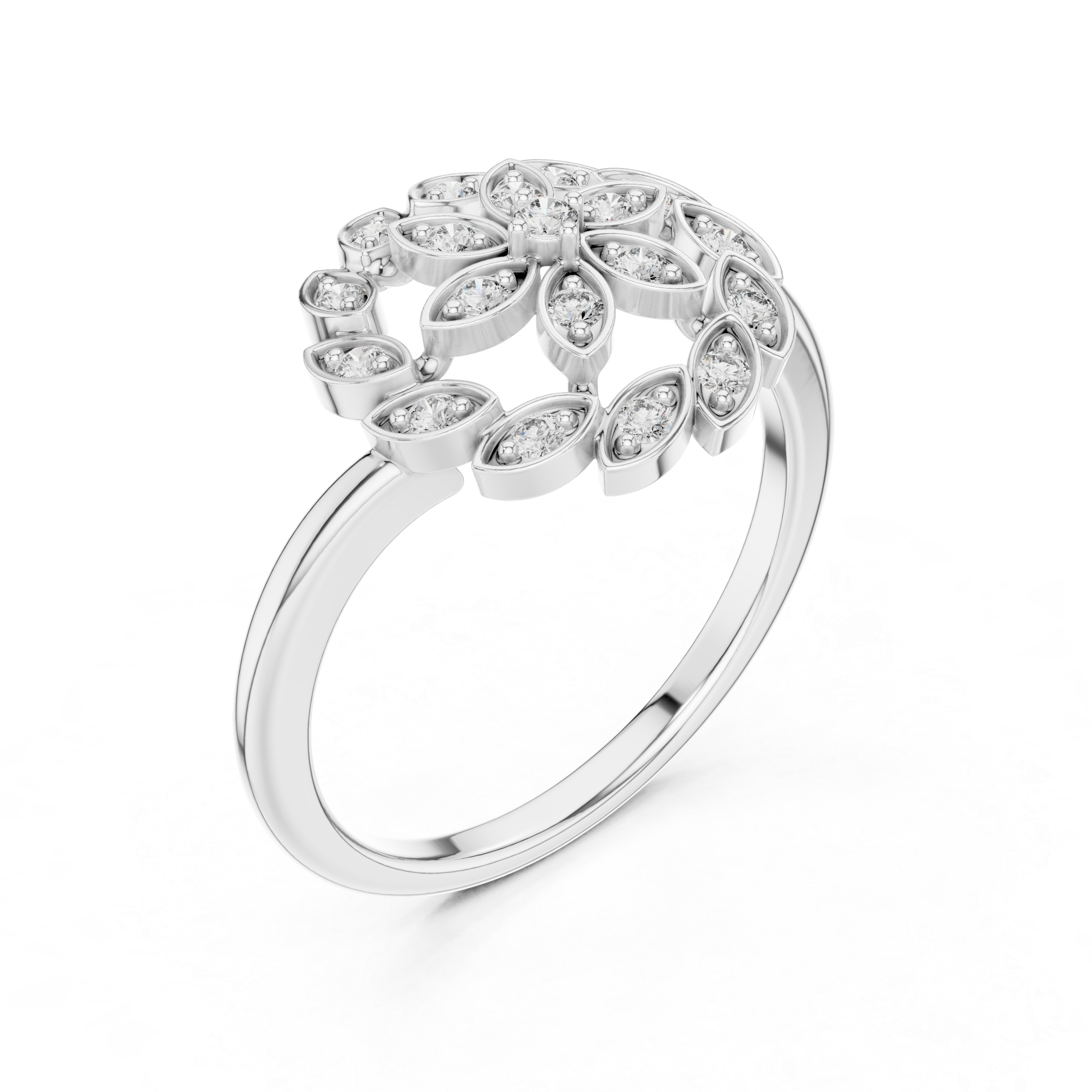 Floral Diamond Cluster Ring