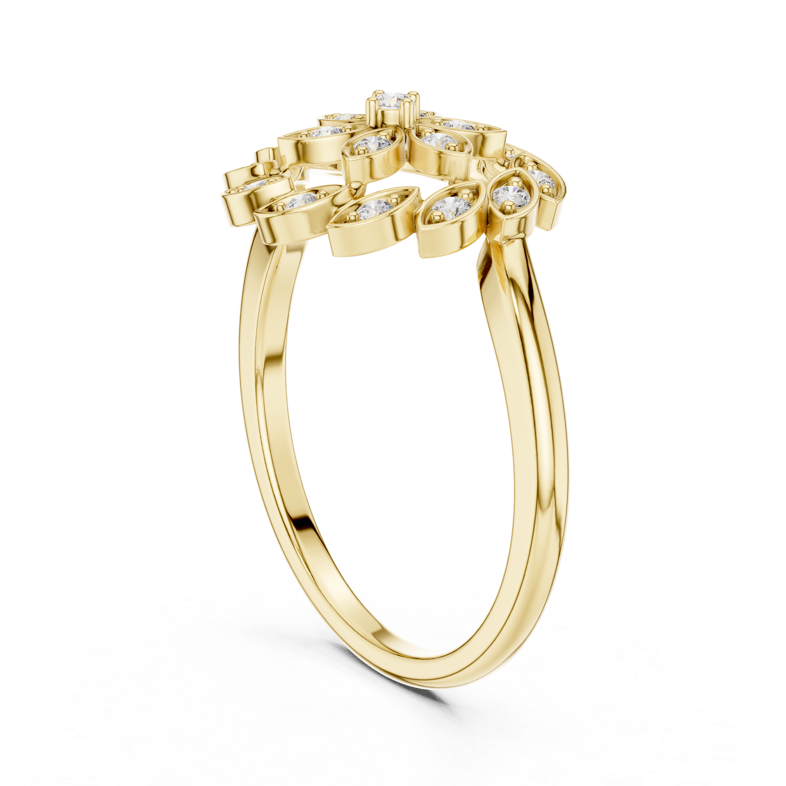 Floral Diamond Cluster Ring