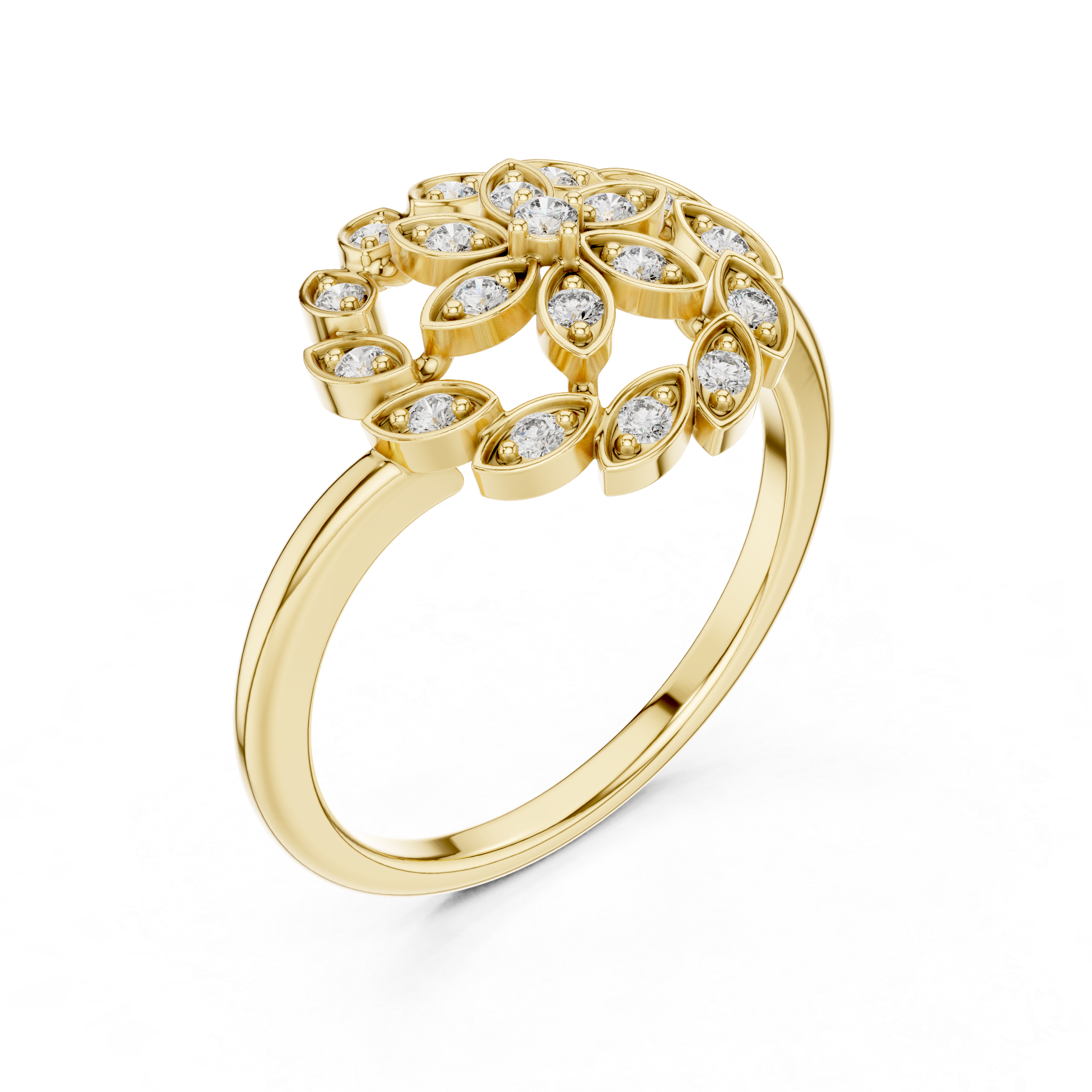 Floral Diamond Cluster Ring