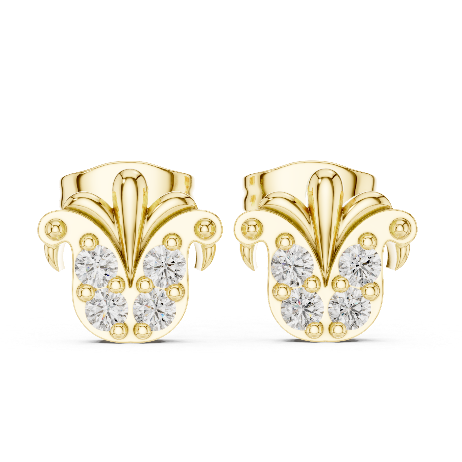 Fleur-de-Lis Stud Earrings with Sparkling