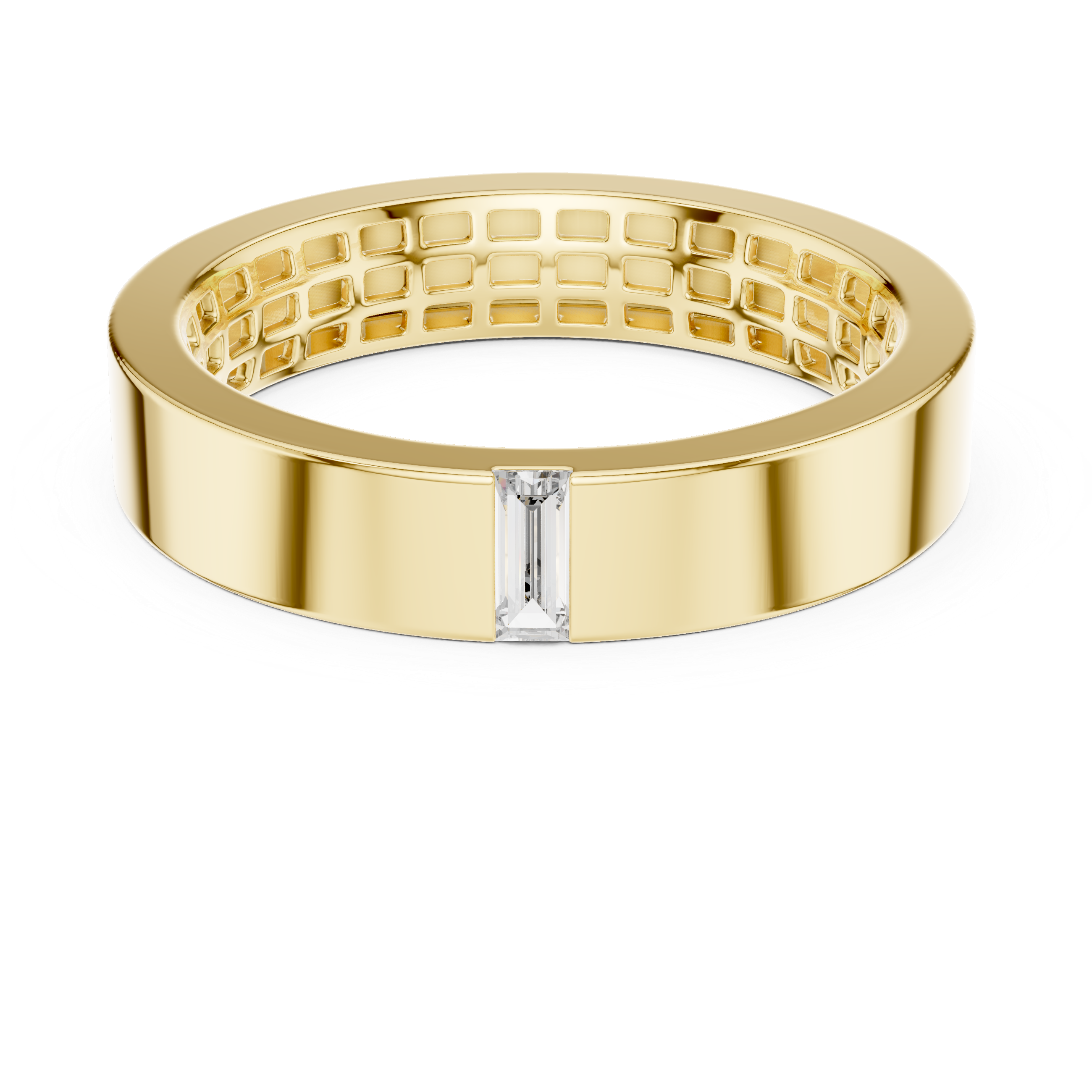 Contemporary Rose Gold Baguette Diamond Band Ring
