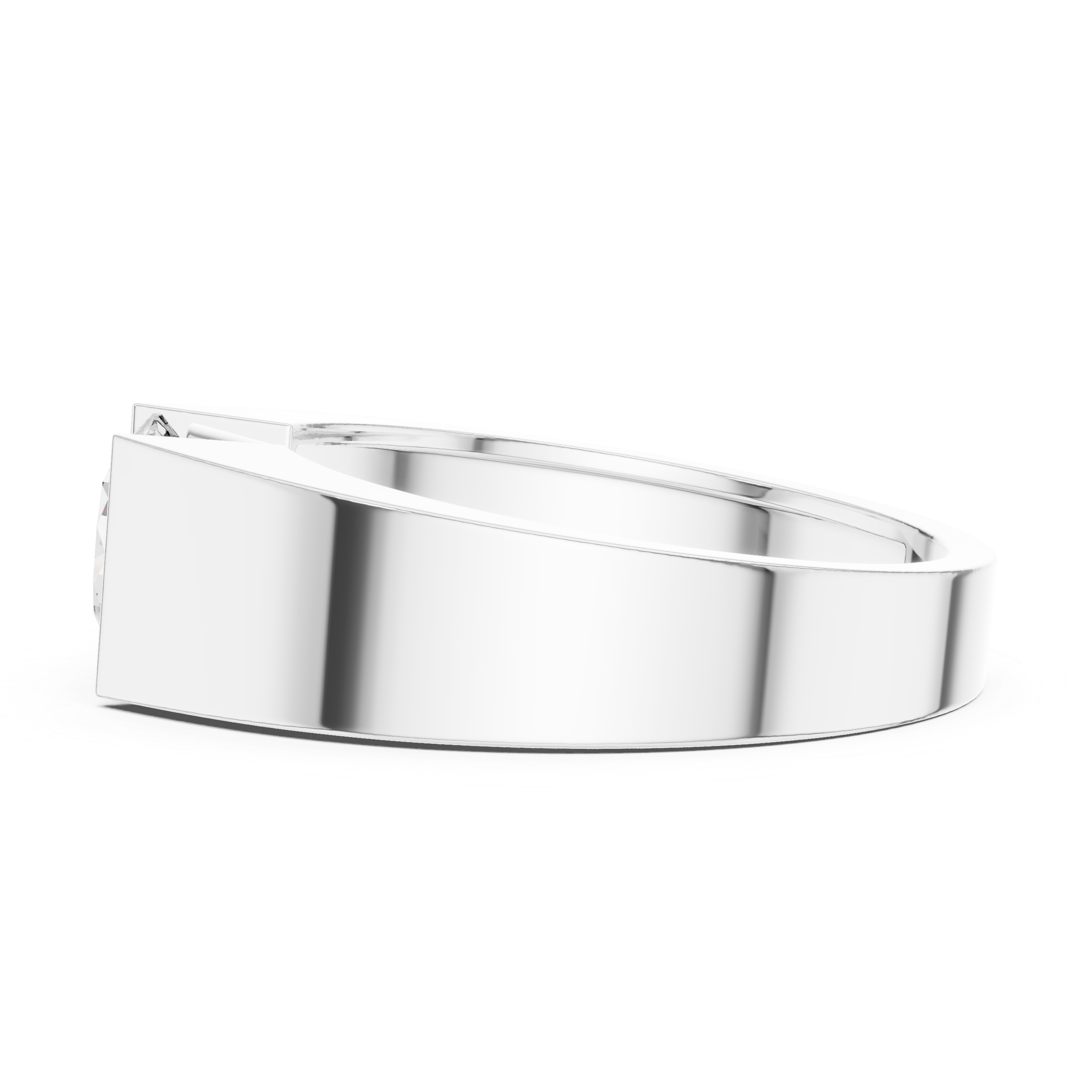 Solitaire Diamond Ring with Geometric Band