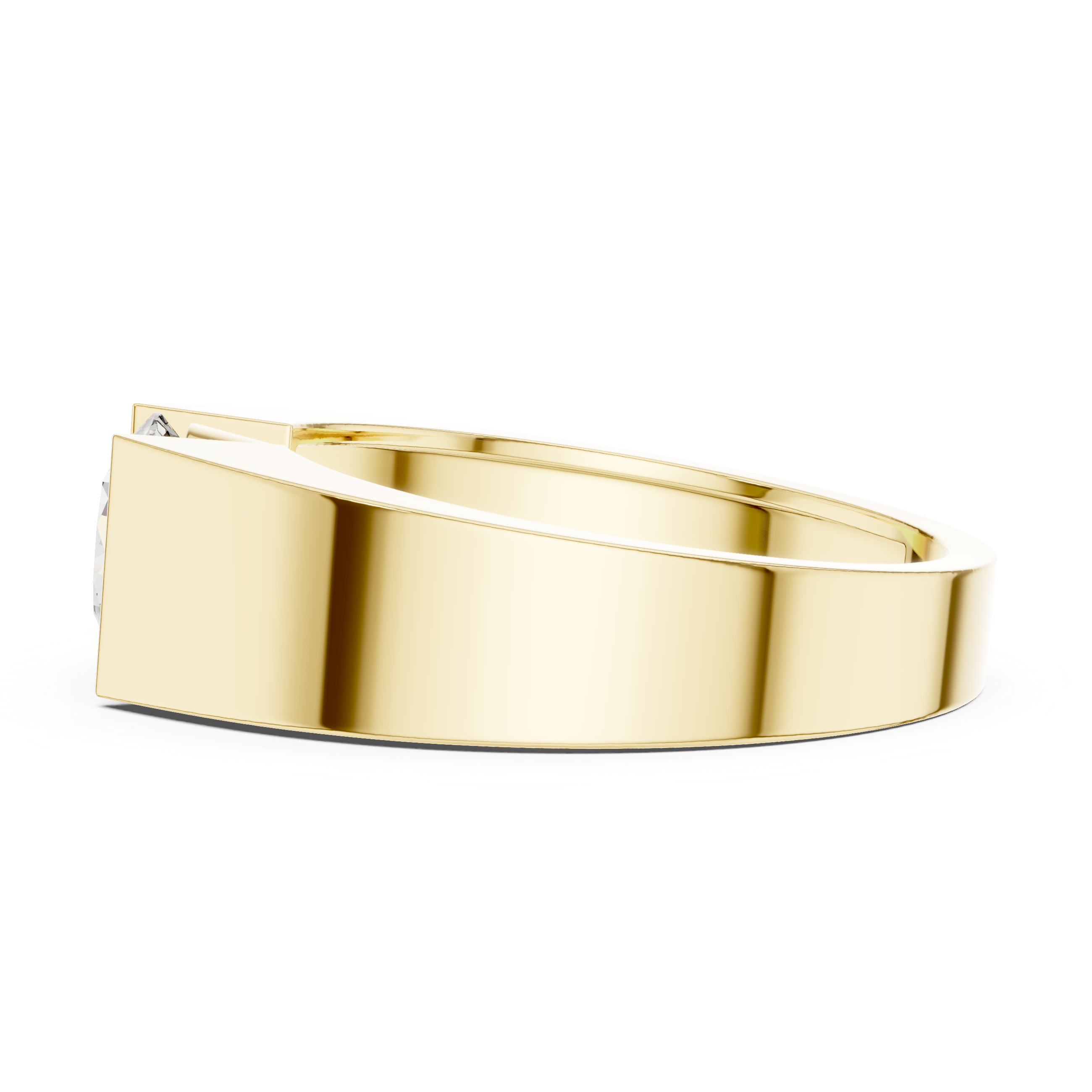 Solitaire Diamond Ring with Geometric Band