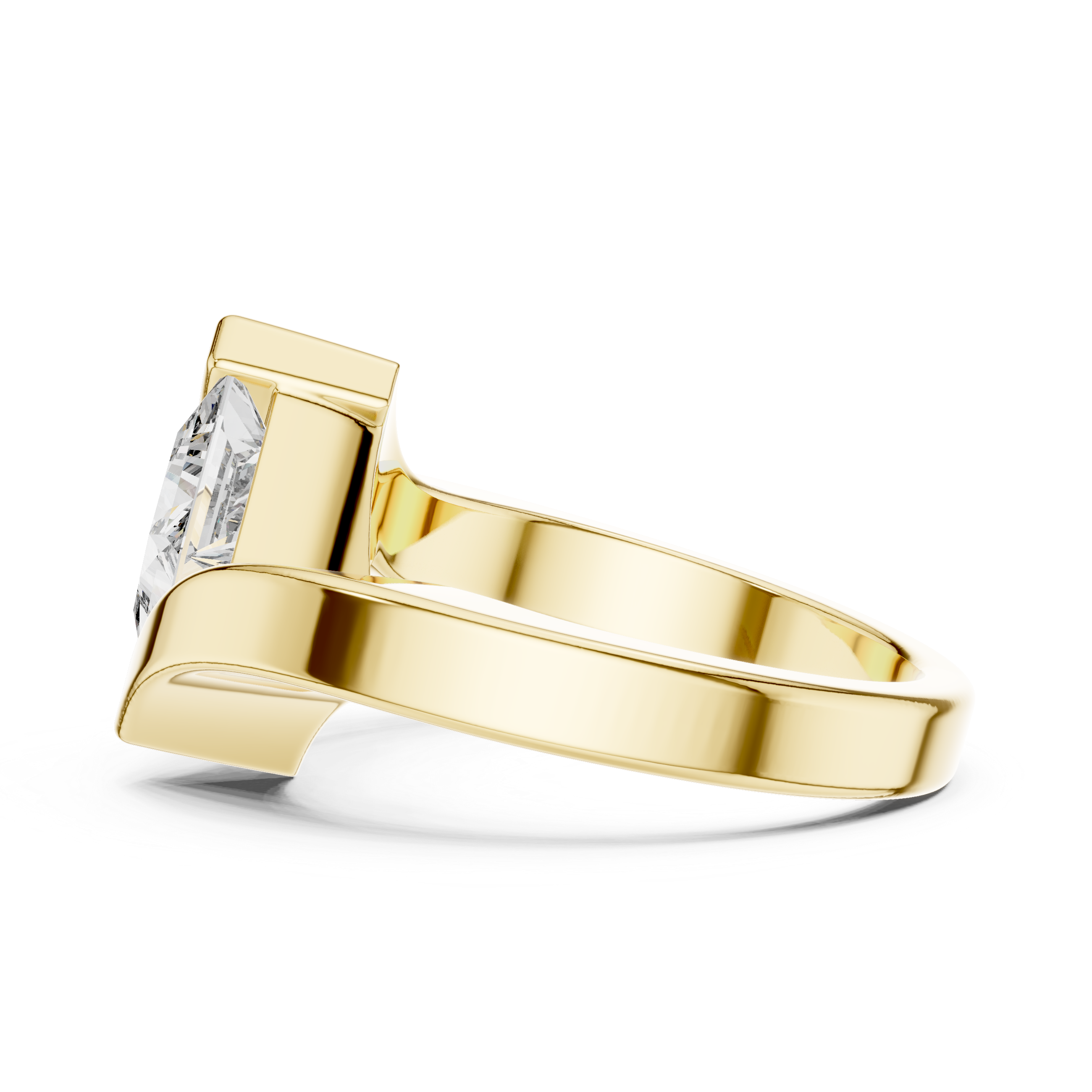 Tension-Set Ring with Princess-Cut Diamond