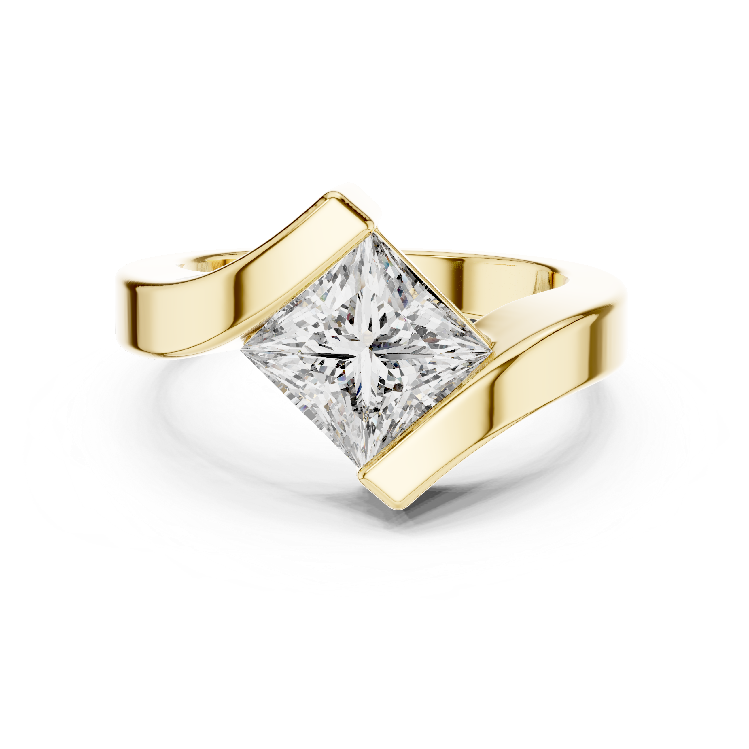 Tension-Set Ring with Princess-Cut Diamond