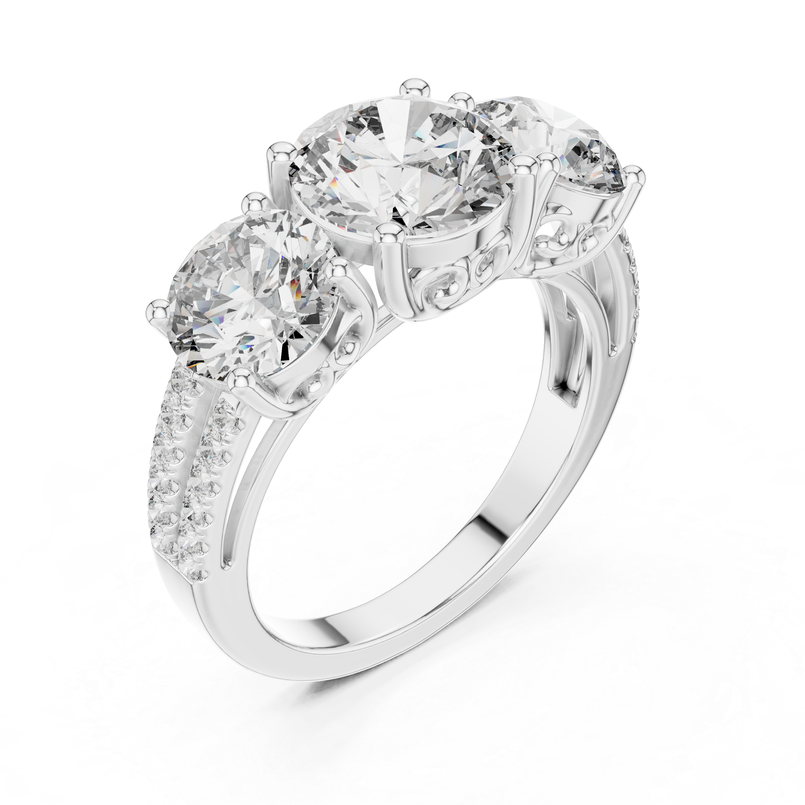 Three-Stone Diamond Engagement Ring