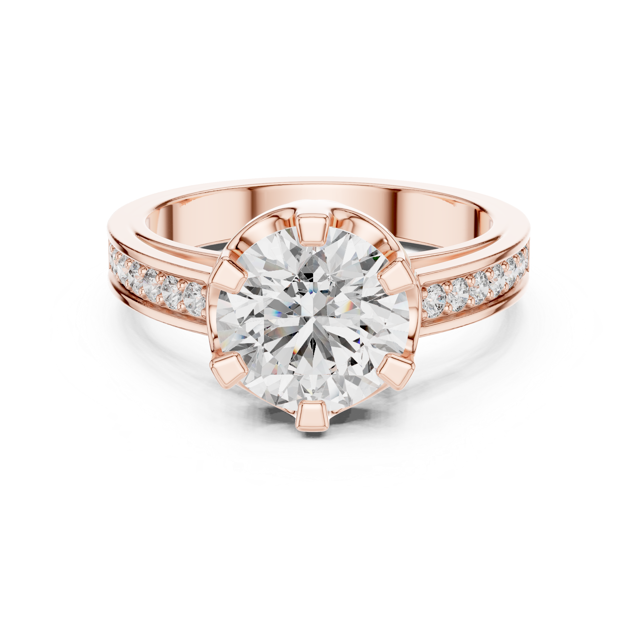 Classic Solitaire Diamond Ring with Channel-Set Accents