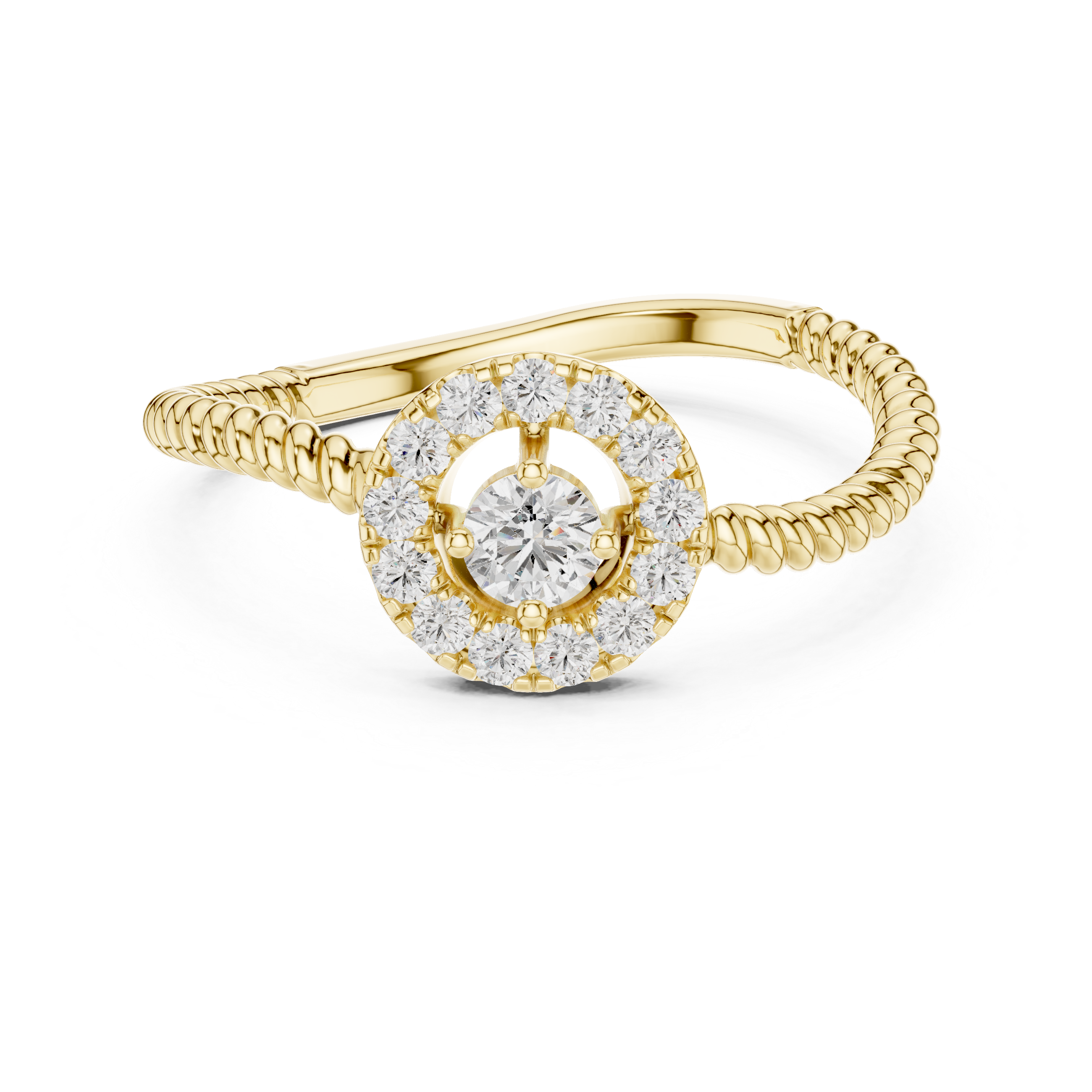 Twisted Halo Solitaire Ring