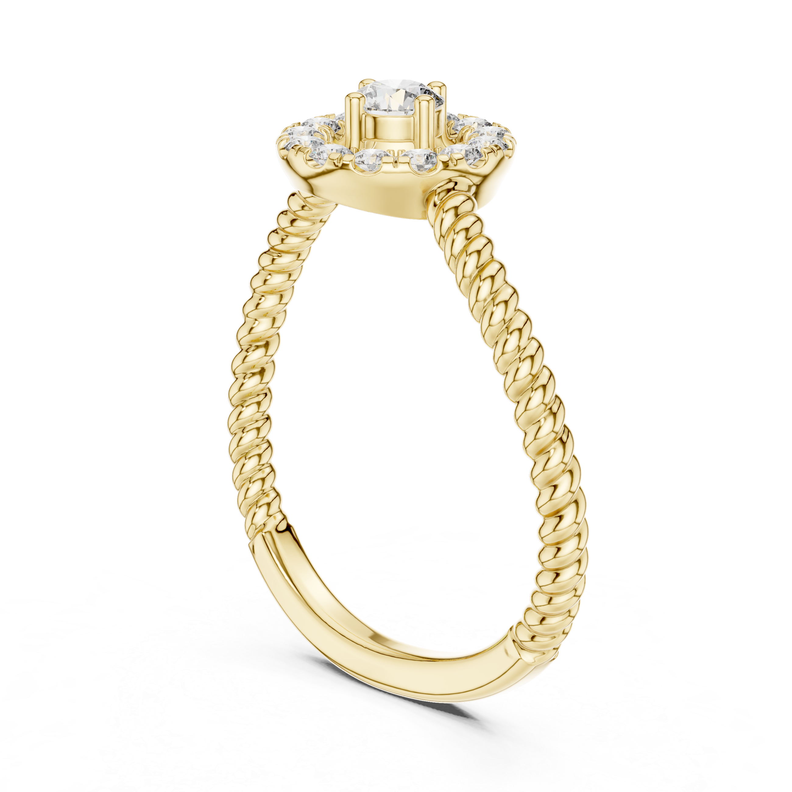 Twisted Halo Solitaire Ring