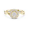 Split Band Halo Cluster Diamond Ring