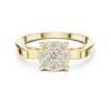 Round diamond halo with a split shank band.