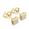 square cluster diamond stud earrings