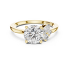 Elegant three-stone diamond engagement ring with a large center round