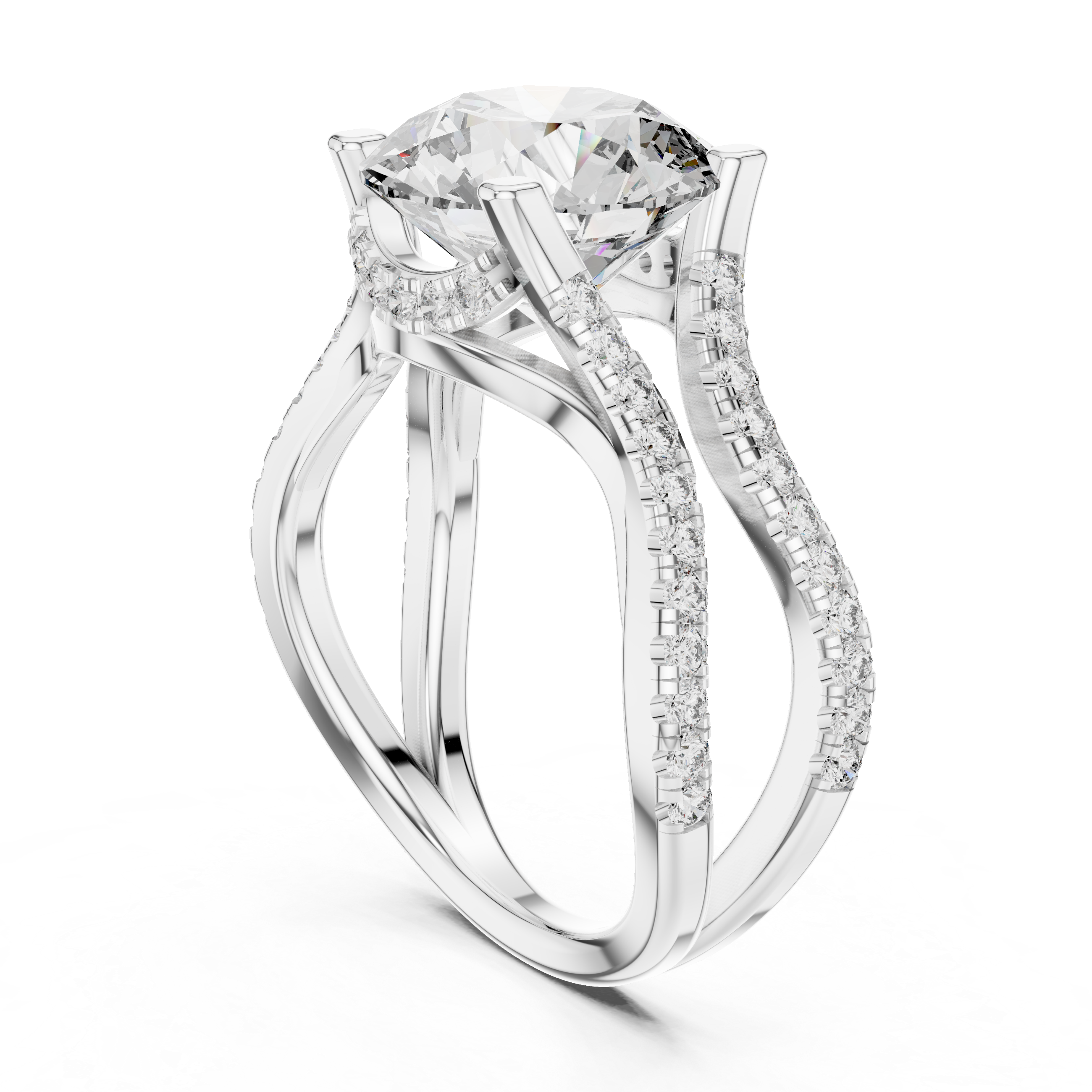 Split Shank Diamond Engagement Ring
