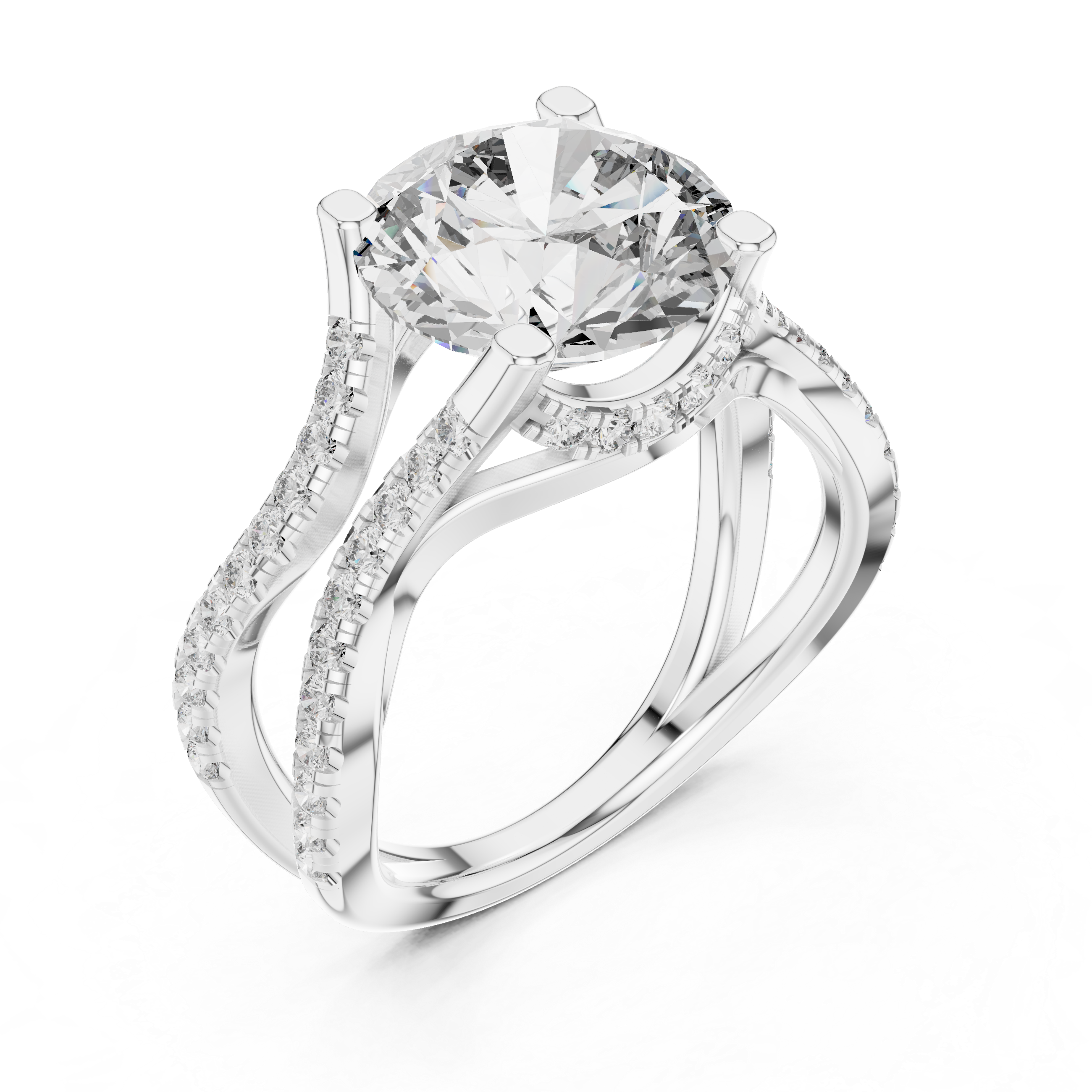 Split Shank Diamond Engagement Ring