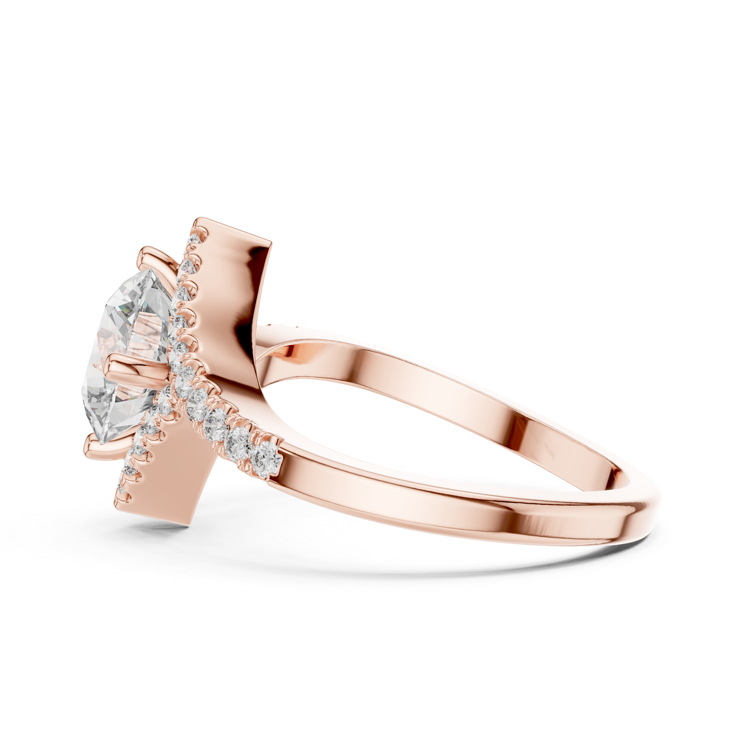 Solitaire Engagement Ring with Diamond-Studded Band