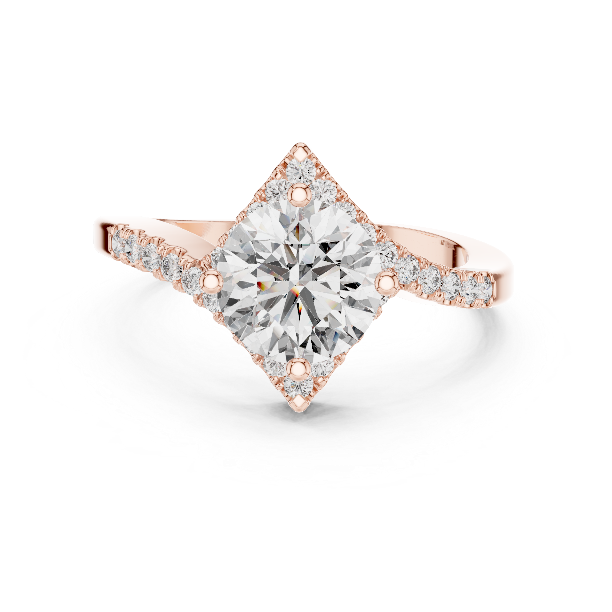 Solitaire Engagement Ring with Diamond-Studded Band