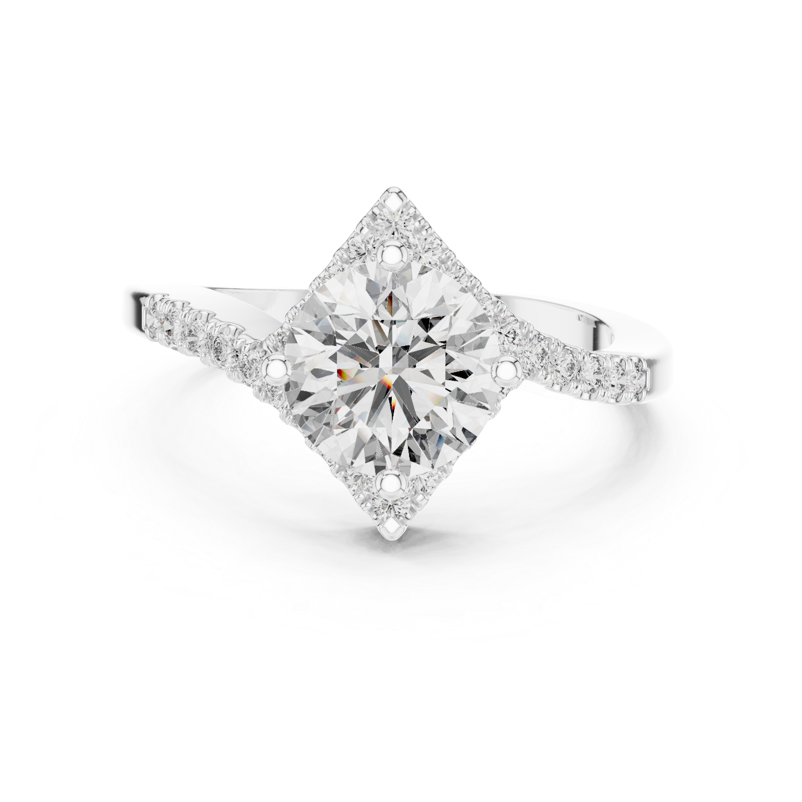 Solitaire Engagement Ring with Diamond-Studded Band