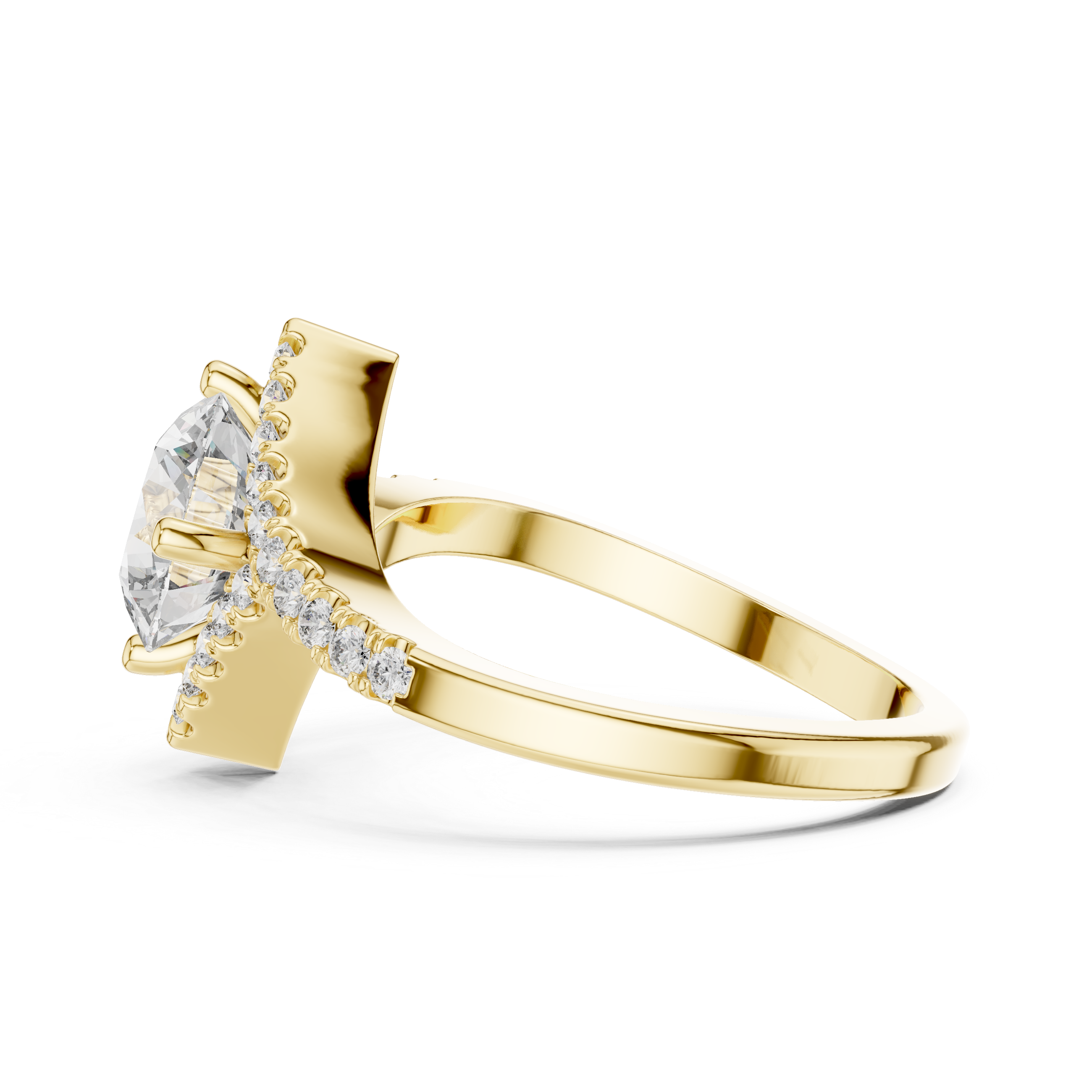 Solitaire Engagement Ring with Diamond-Studded Band