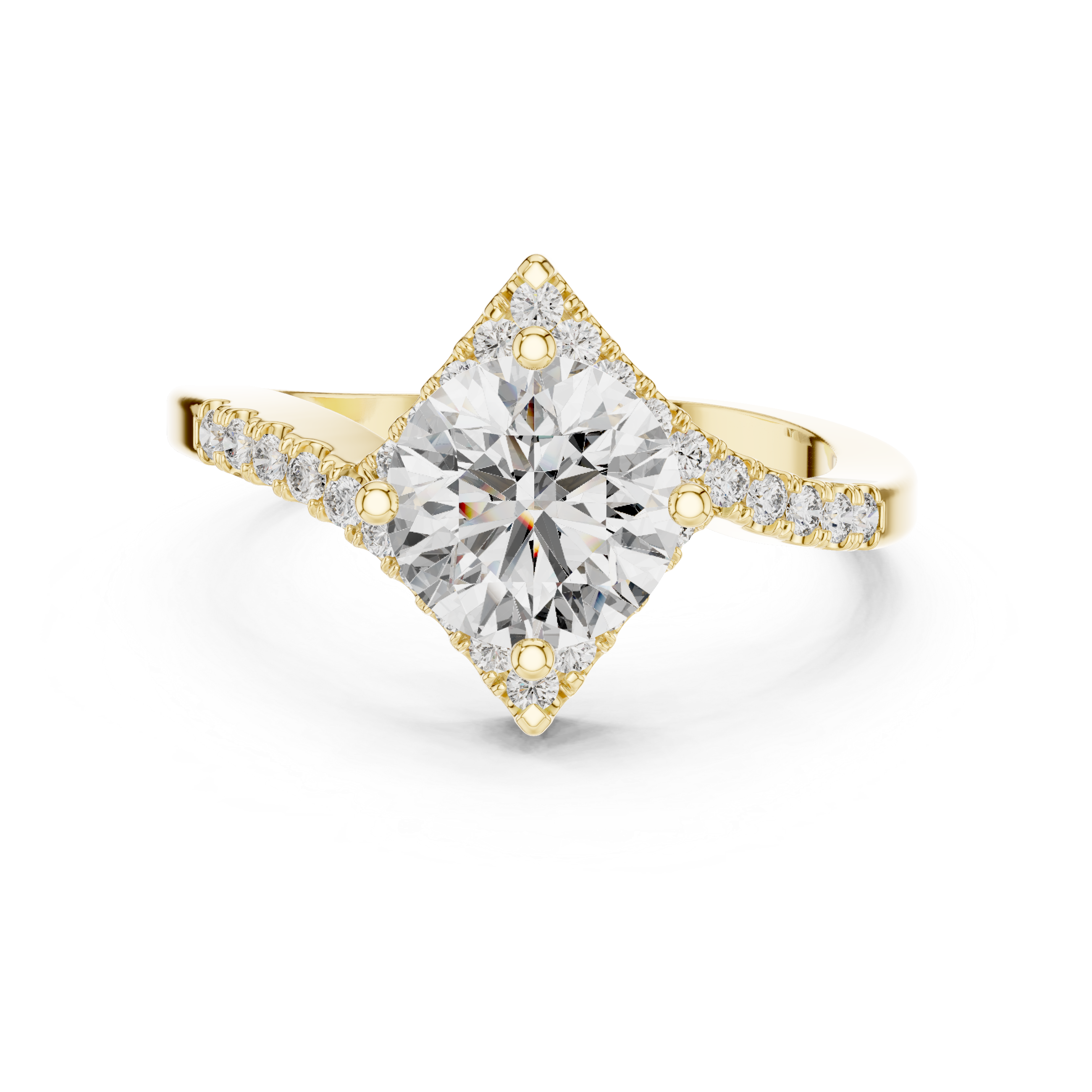 Solitaire Engagement Ring with Diamond-Studded Band