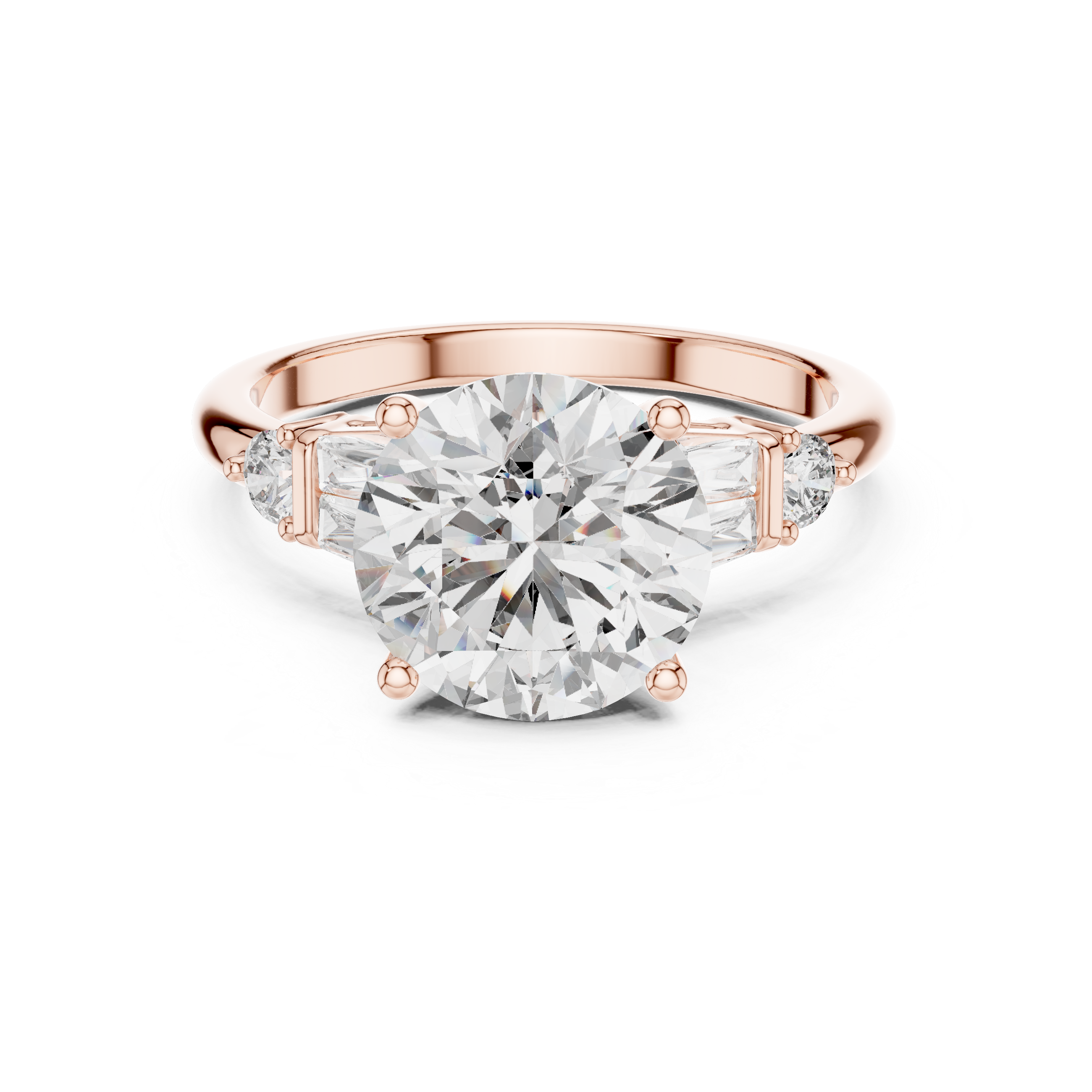 Classic solitaire ring with side diamonds