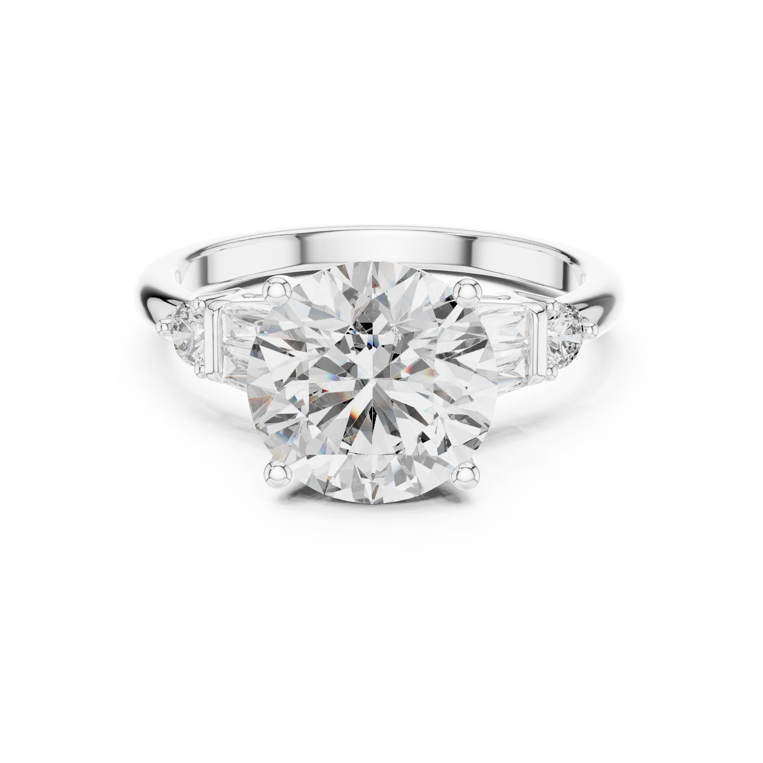 Classic solitaire ring with side diamonds