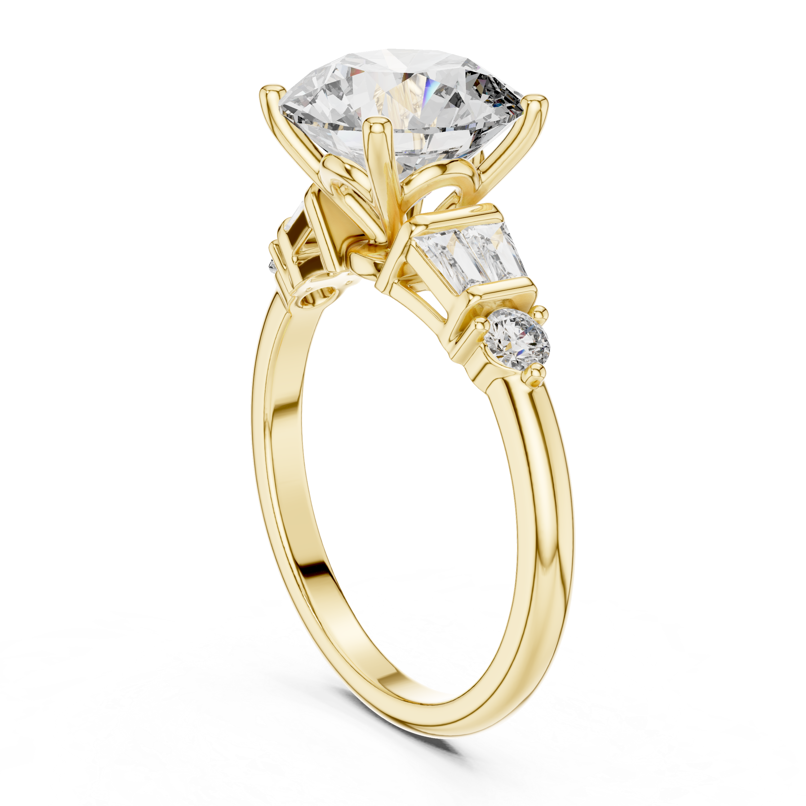 Classic solitaire ring with side diamonds