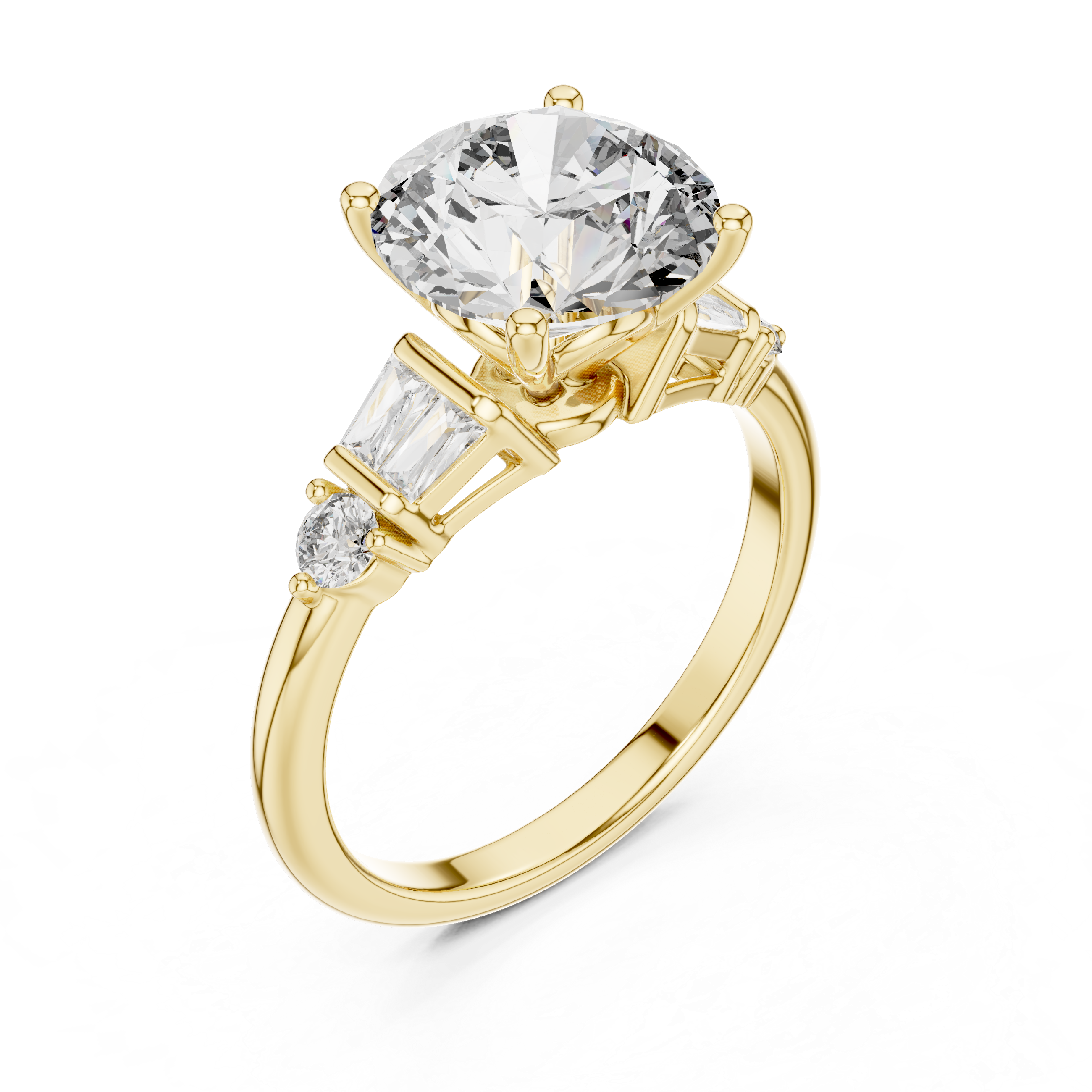 Classic solitaire ring with side diamonds