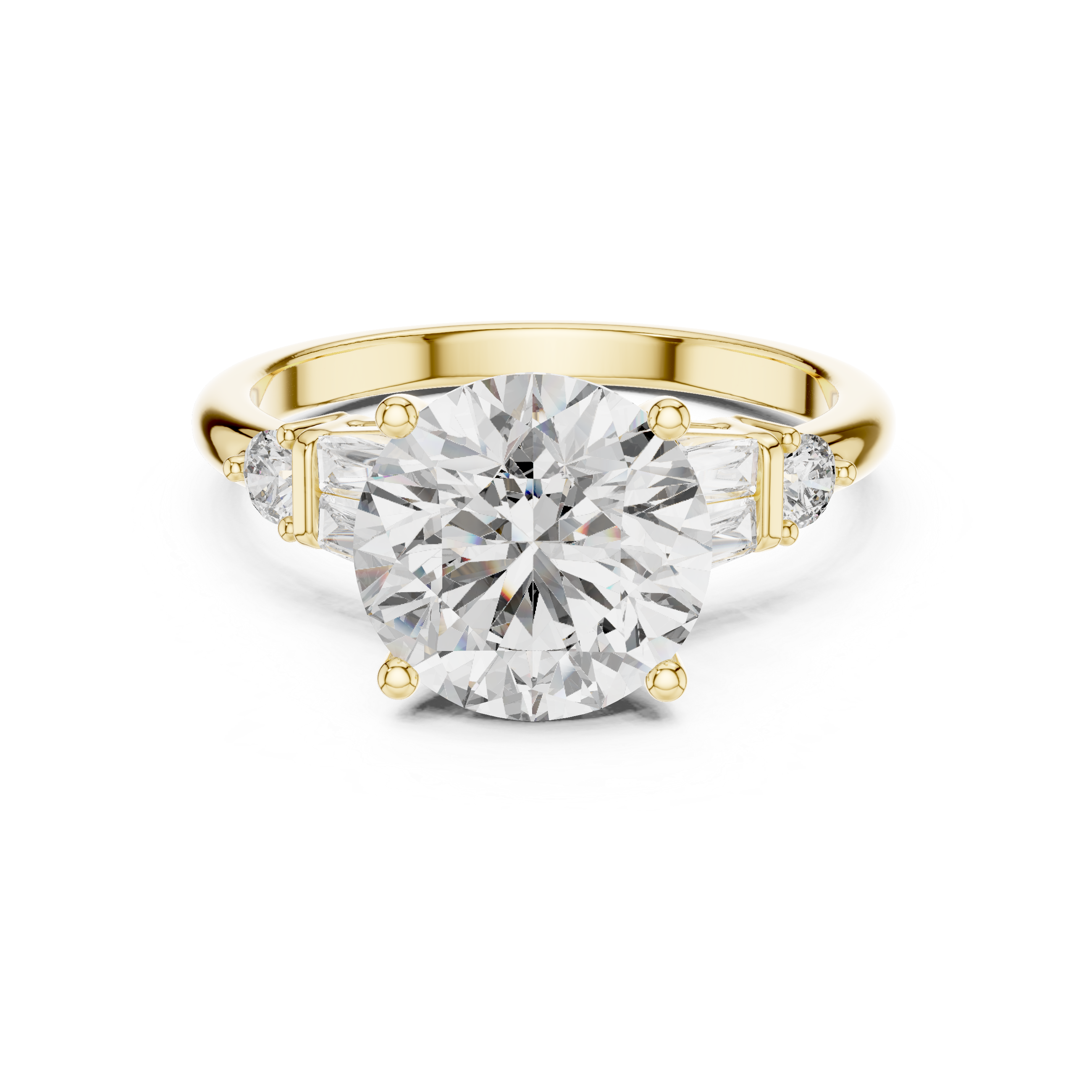 Classic solitaire ring with side diamonds