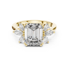 Emerald-cut solitaire ring with marquise diamonds
