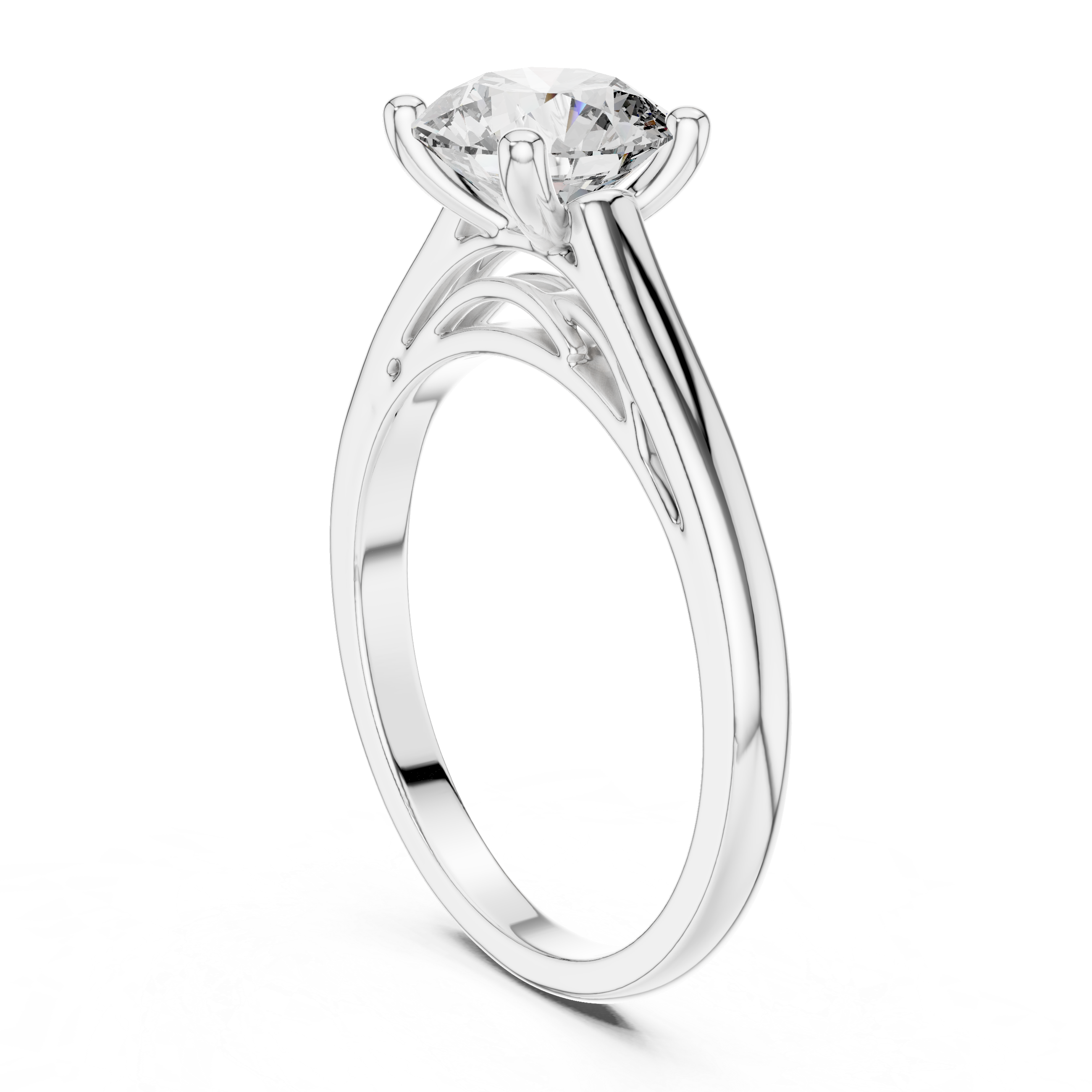 Classic solitaire diamond engagement ring with a smooth, elegant band.