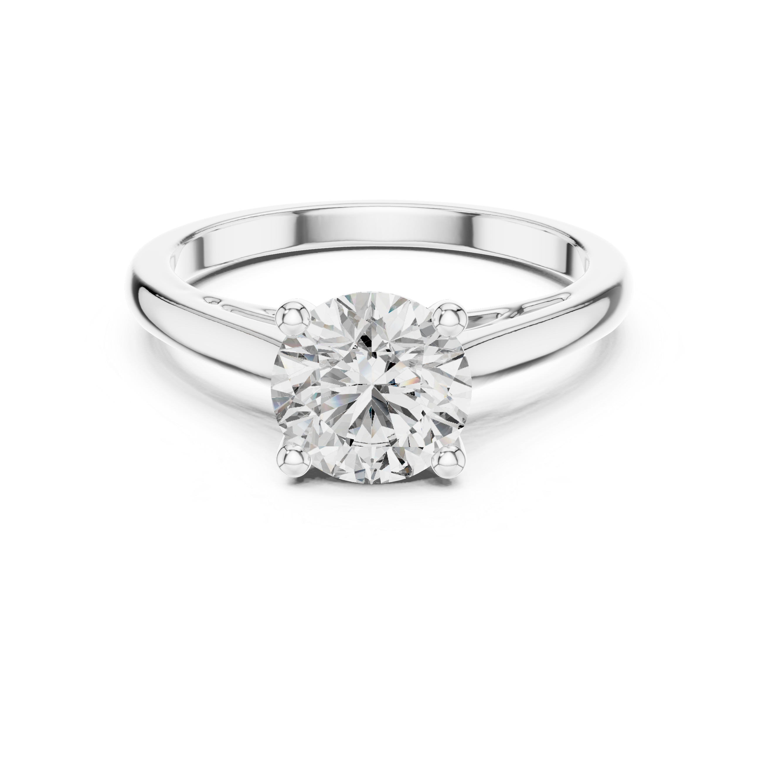 Classic solitaire diamond engagement ring with a smooth, elegant band.