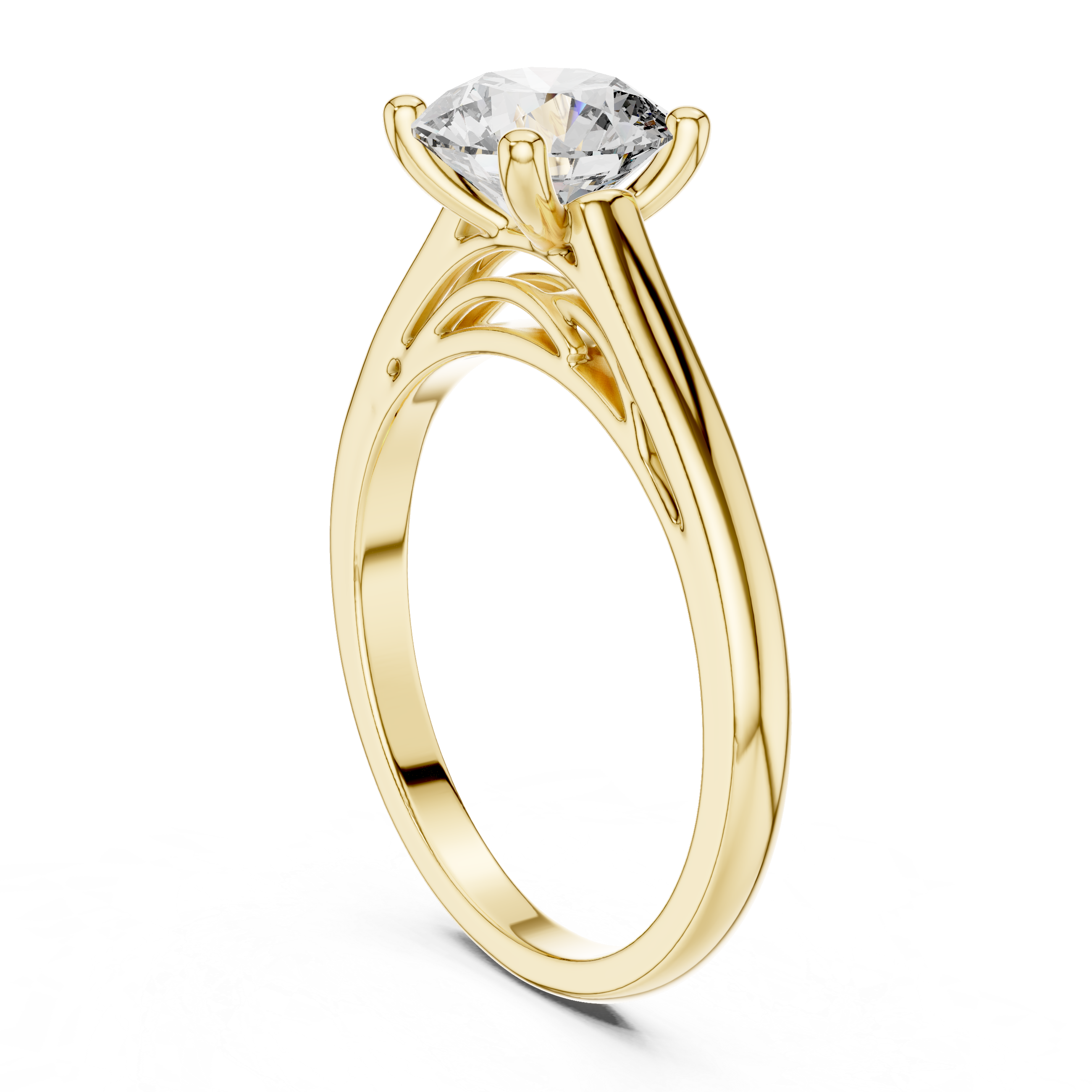 Classic solitaire diamond engagement ring with a smooth, elegant band.